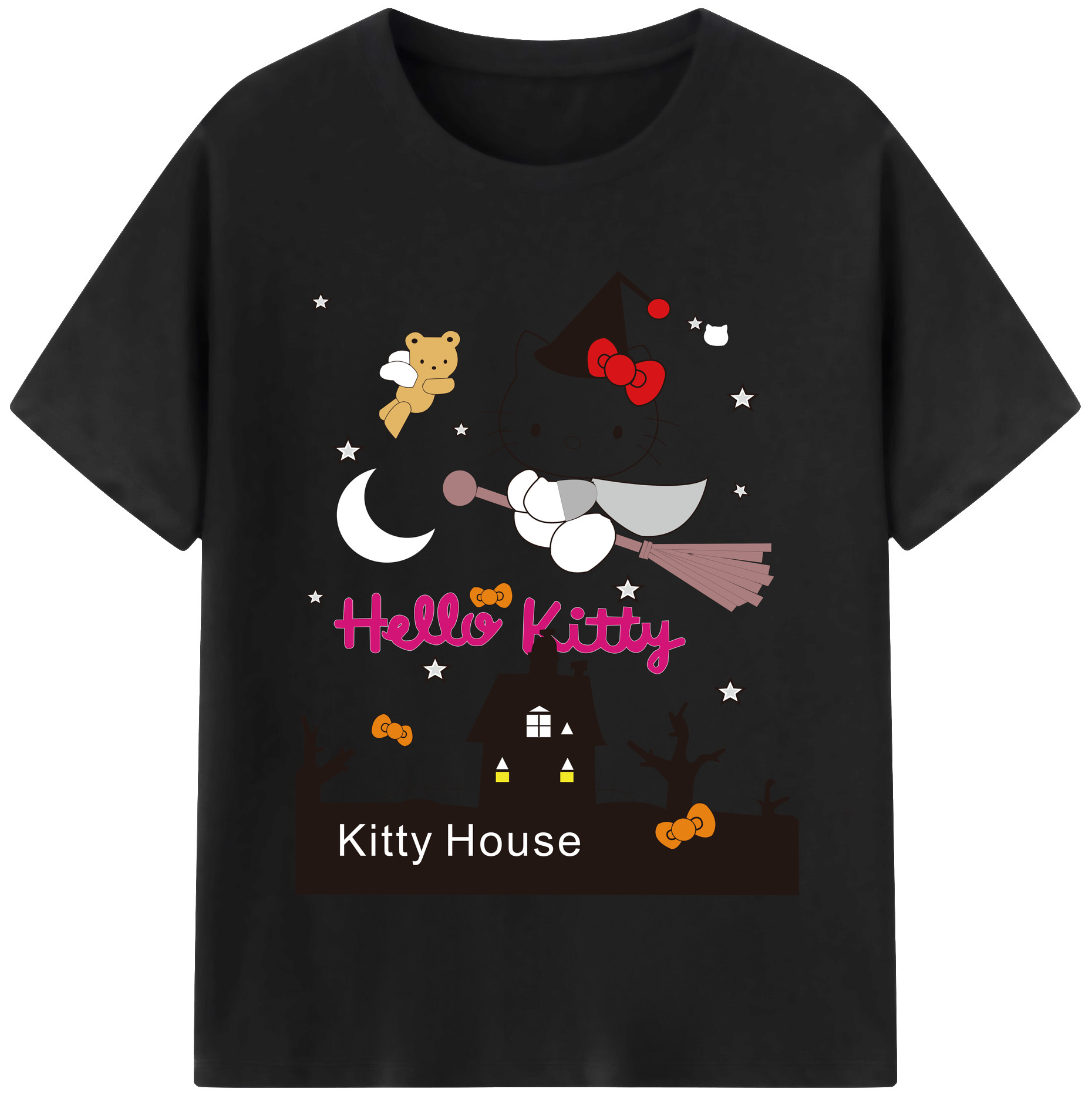 （画像用） Hello Kitty ハローキティ レディースカジュアルプリントTシャツ（綿100％）