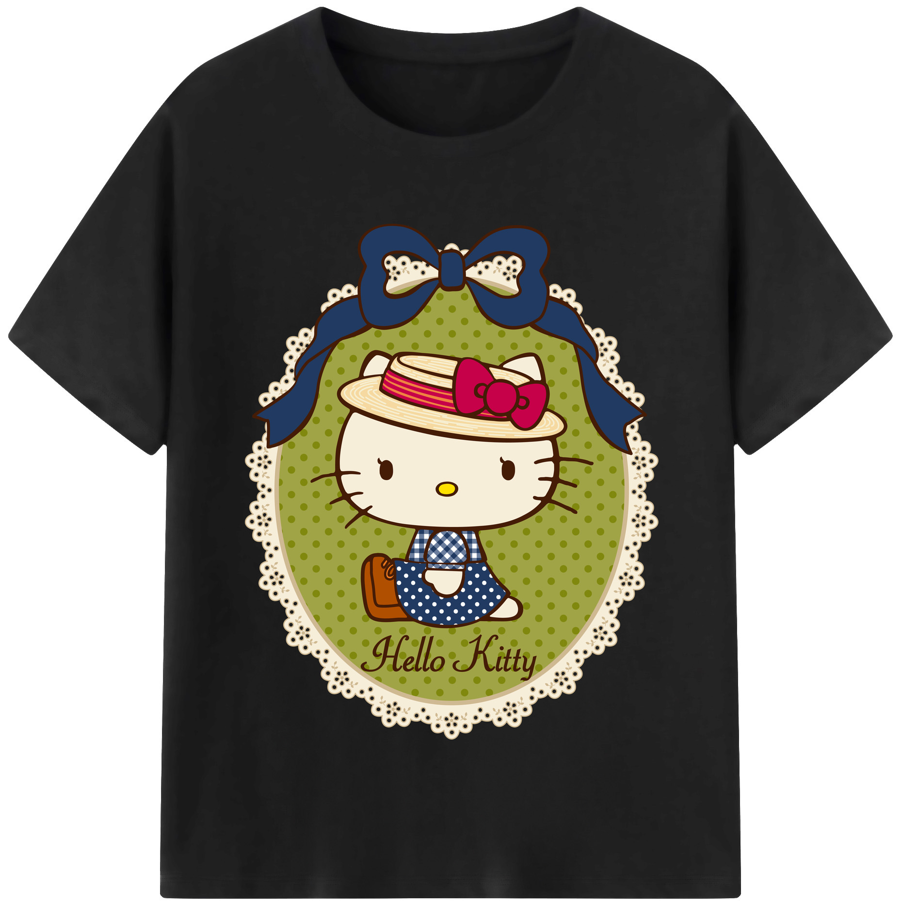 （画像用） Hello Kitty ハローキティ レディースカジュアルプリントTシャツ（綿100％）