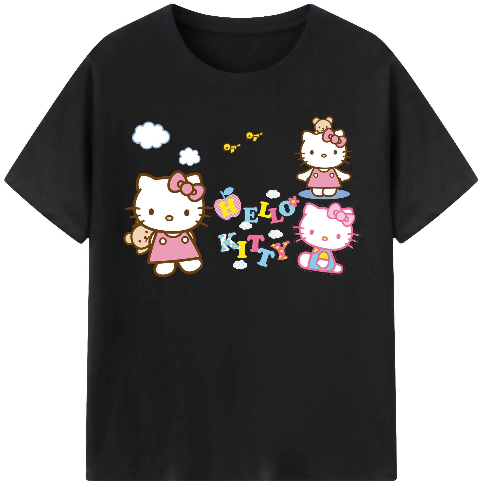 （画像用） Hello Kitty ハローキティ レディースカジュアルプリントTシャツ（綿100％）