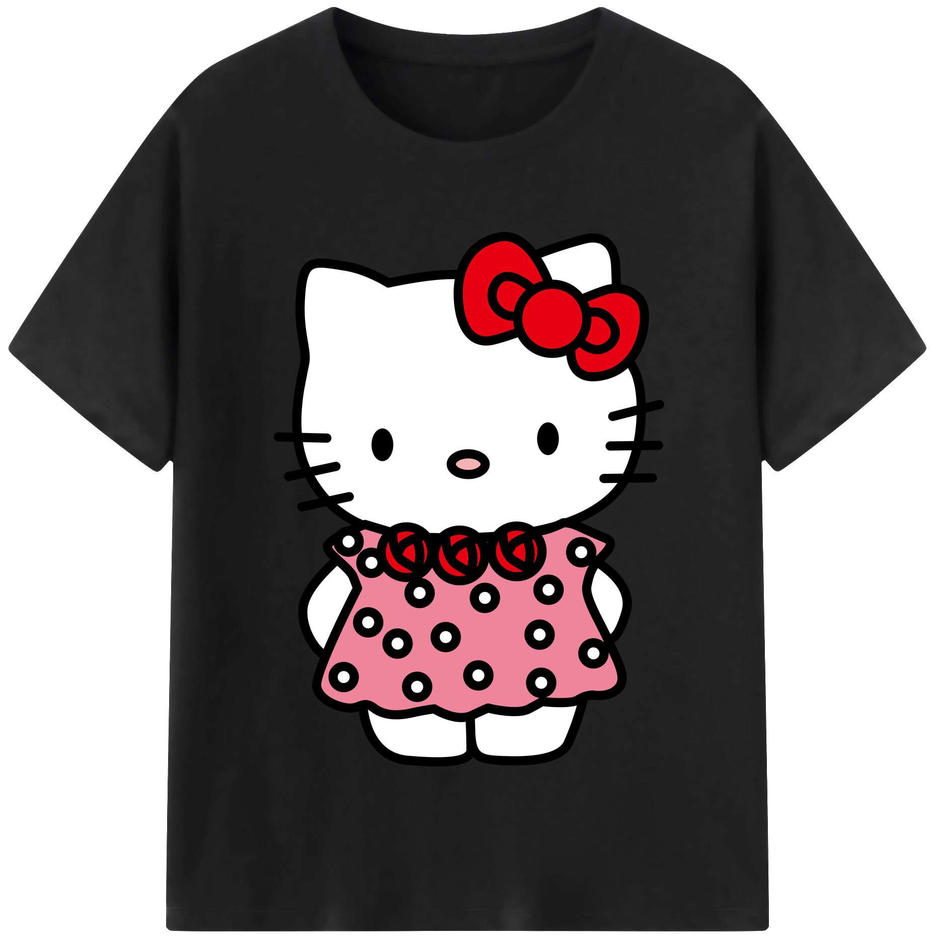 （画像用） Hello Kitty ハローキティ レディースカジュアルプリントTシャツ（綿100％）