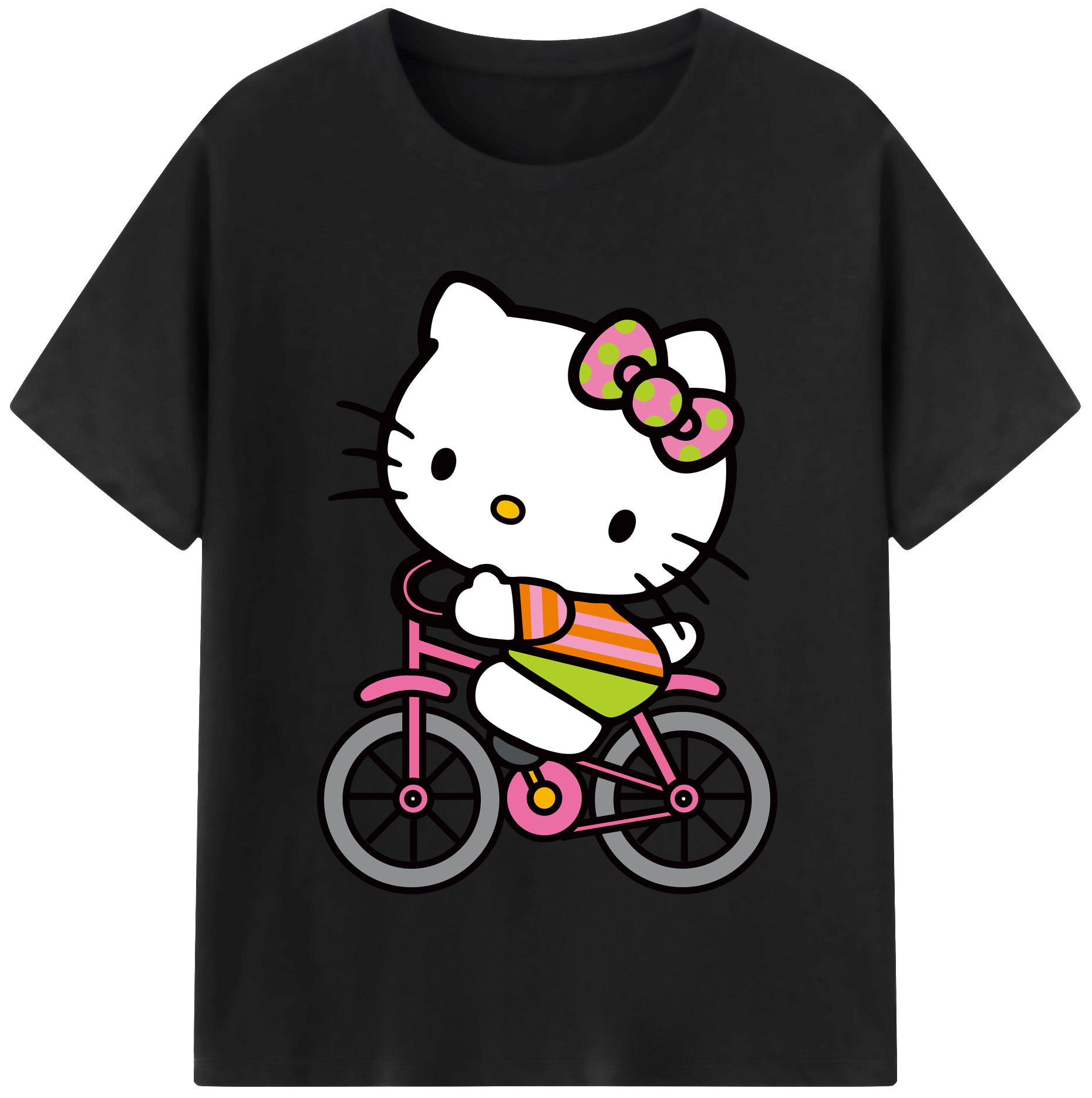 （画像用） Hello Kitty ハローキティ レディースカジュアルプリントTシャツ（綿100％）