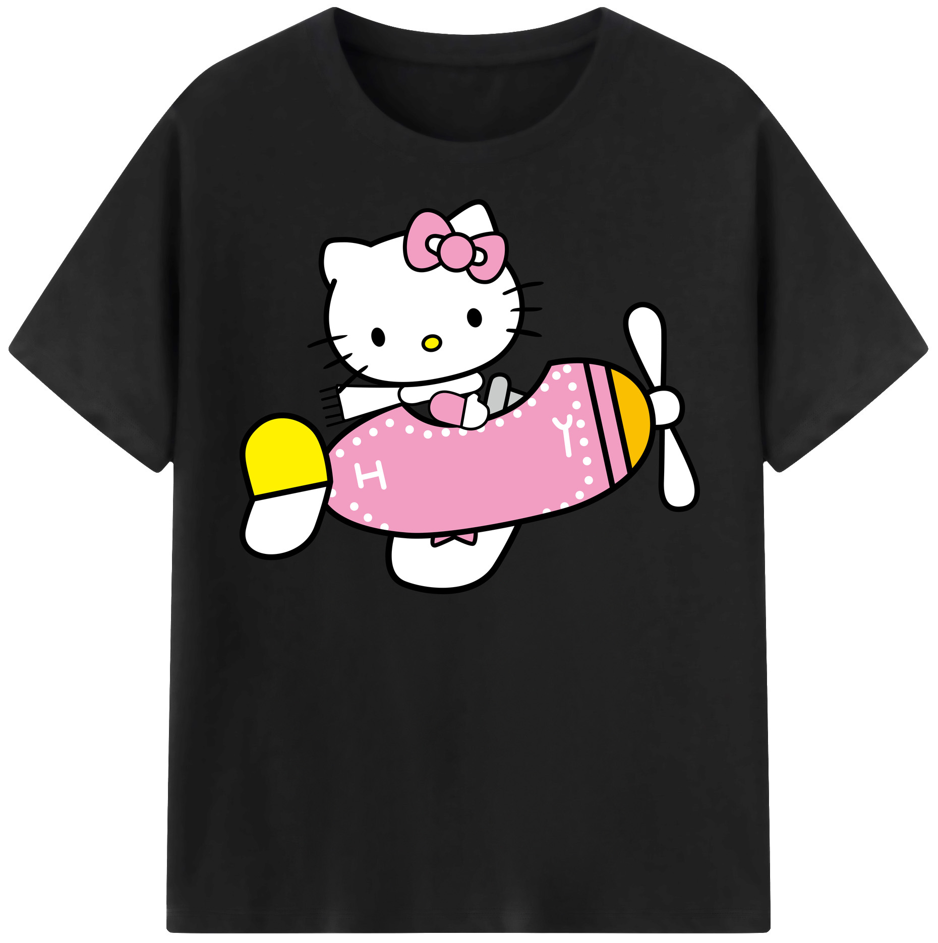 （画像用） Hello Kitty ハローキティ レディースカジュアルプリントTシャツ（綿100％）