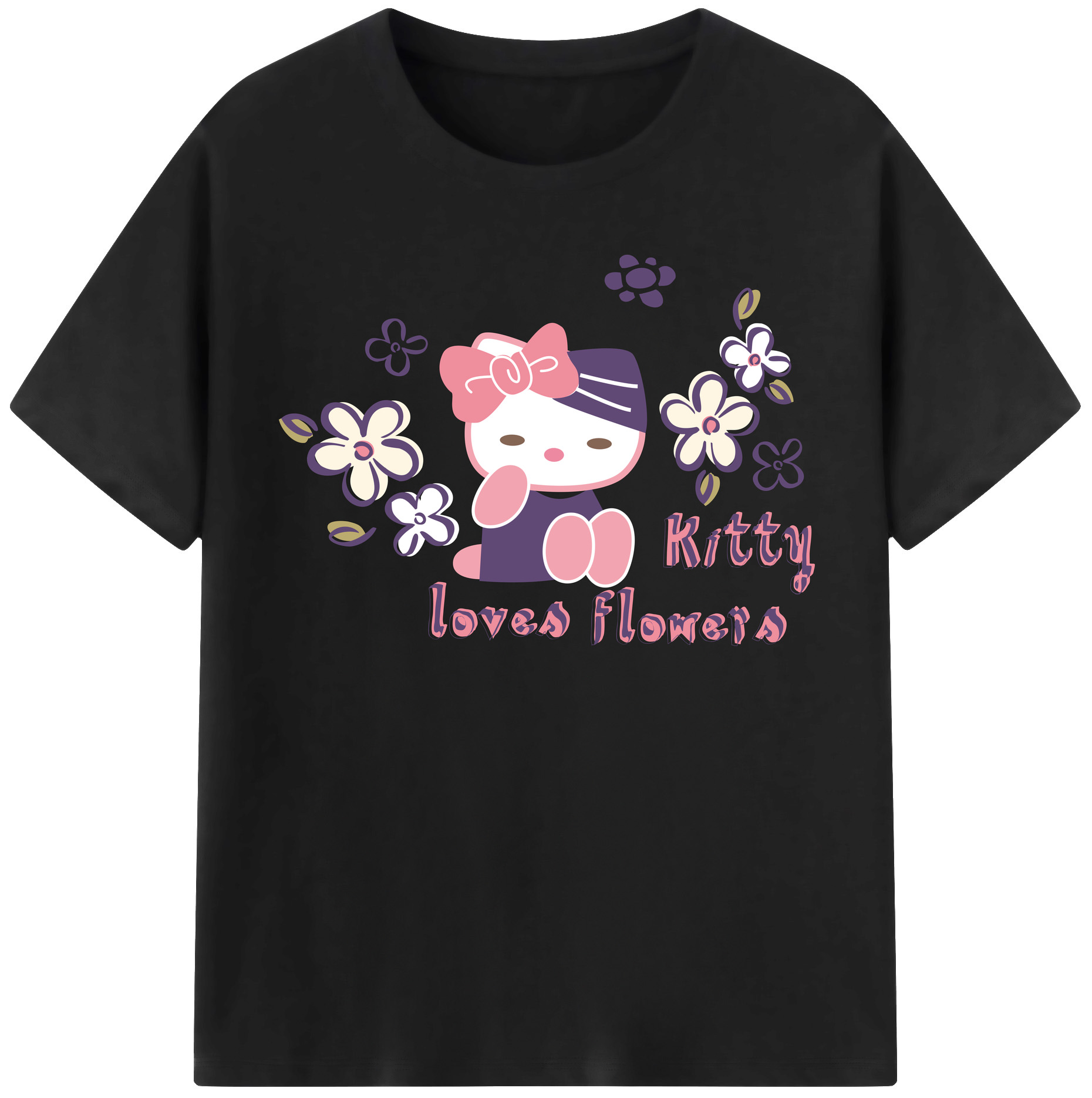 （画像用） Hello Kitty ハローキティ レディースカジュアルプリントTシャツ（綿100％）