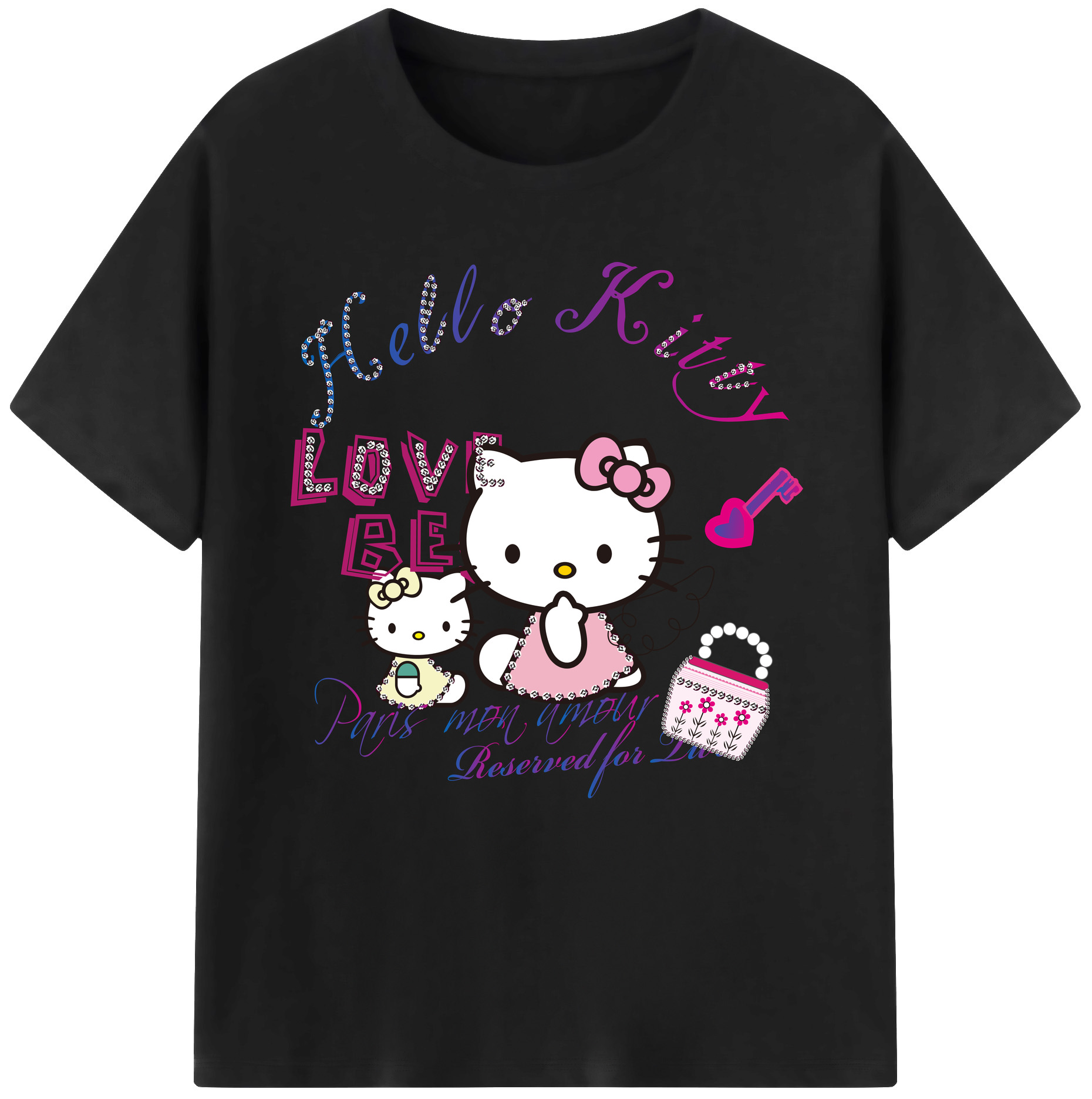 （画像用） Hello Kitty ハローキティ レディースカジュアルプリントTシャツ（綿100％）