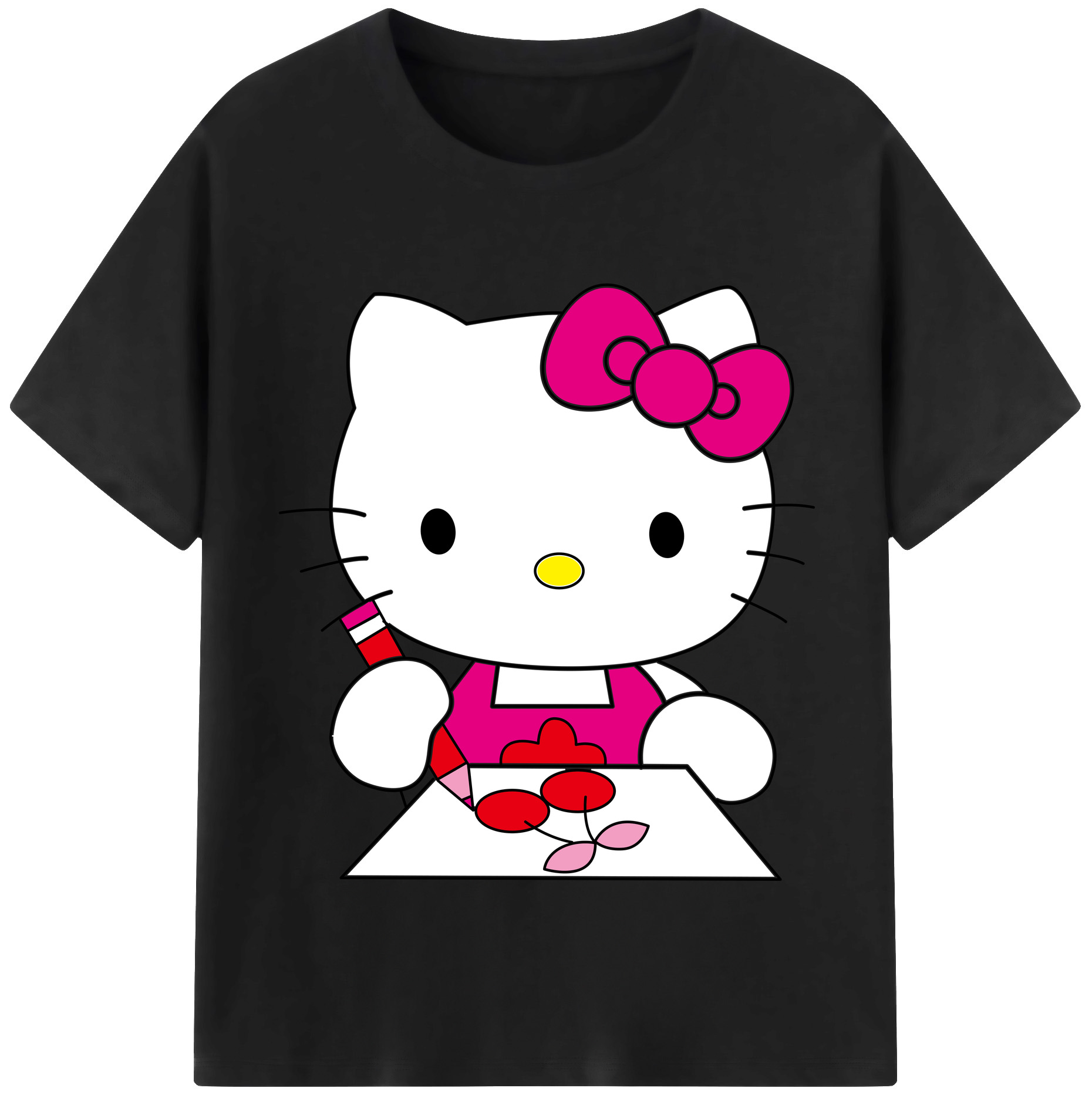 （画像用） Hello Kitty ハローキティ レディースカジュアルプリントTシャツ（綿100％）
