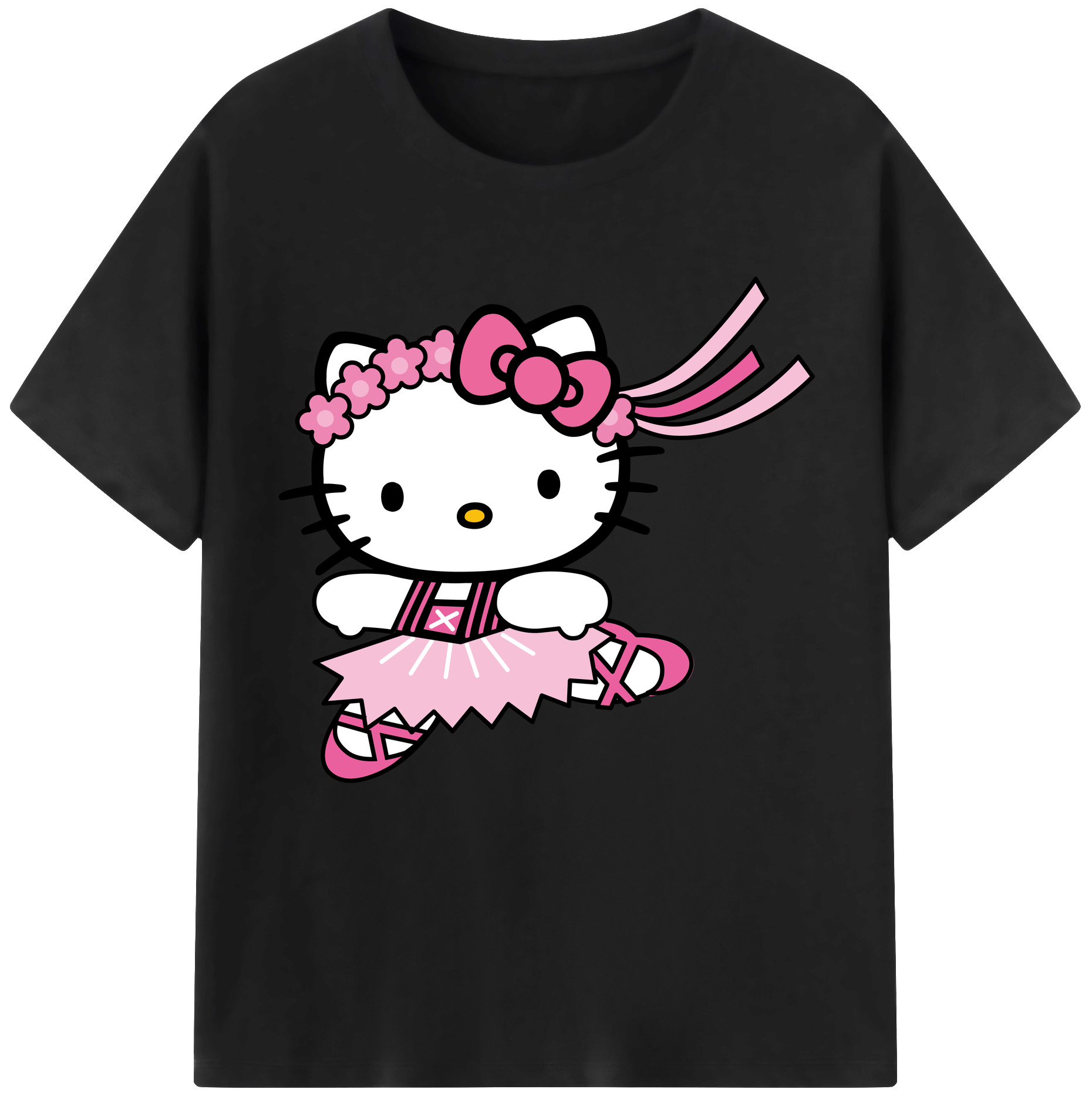 （画像用） Hello Kitty ハローキティ レディースカジュアルプリントTシャツ（綿100％）
