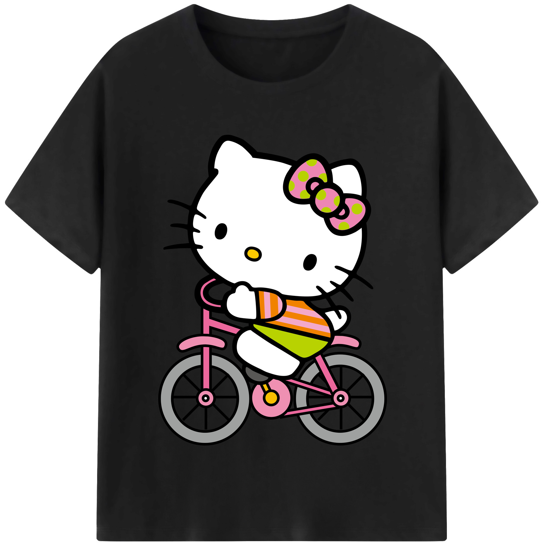 （画像用） Hello Kitty ハローキティ レディースカジュアルプリントTシャツ（綿100％）