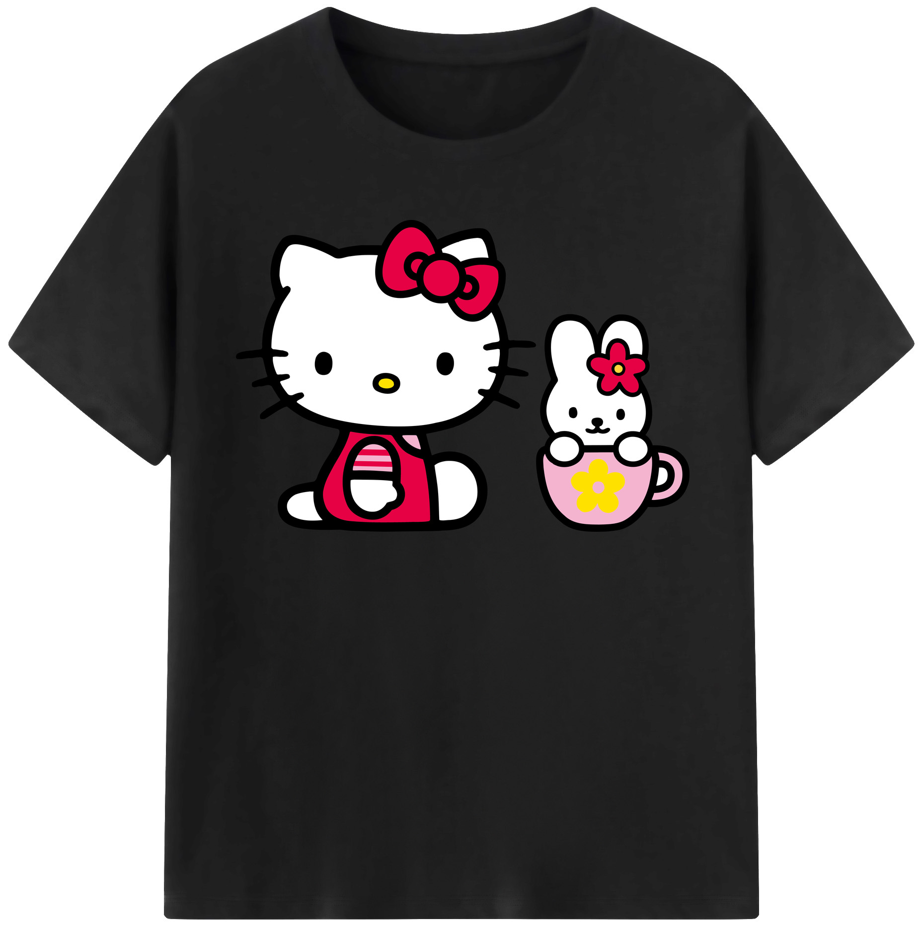 （画像用） Hello Kitty ハローキティ レディースカジュアルプリントTシャツ（綿100％）