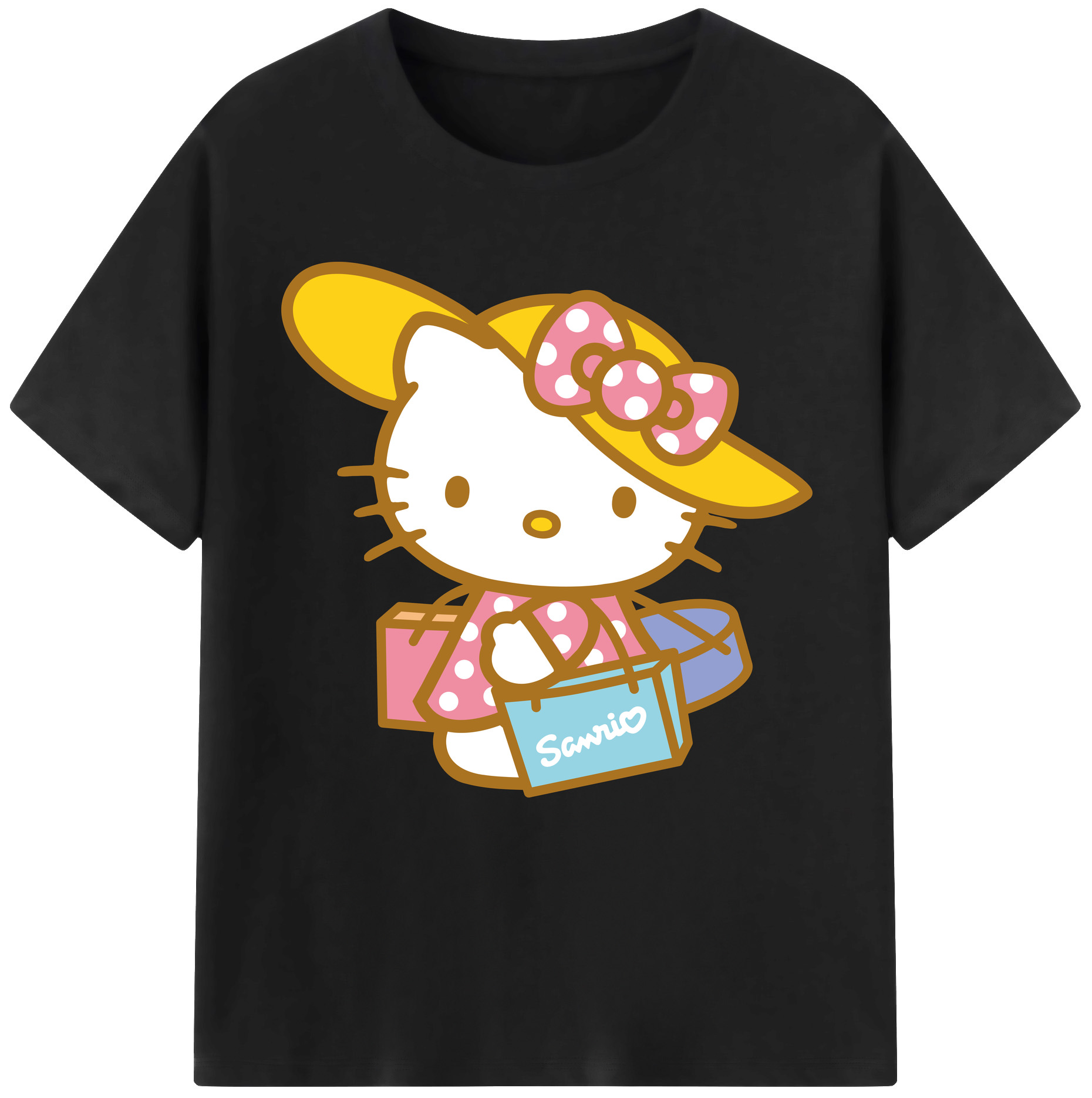 （画像用） Hello Kitty ハローキティ レディースカジュアルプリントTシャツ（綿100％）