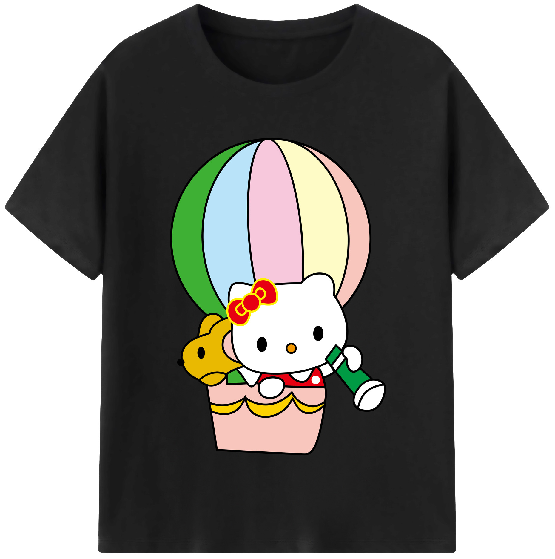 （画像用） Hello Kitty ハローキティ レディースカジュアルプリントTシャツ（綿100％）