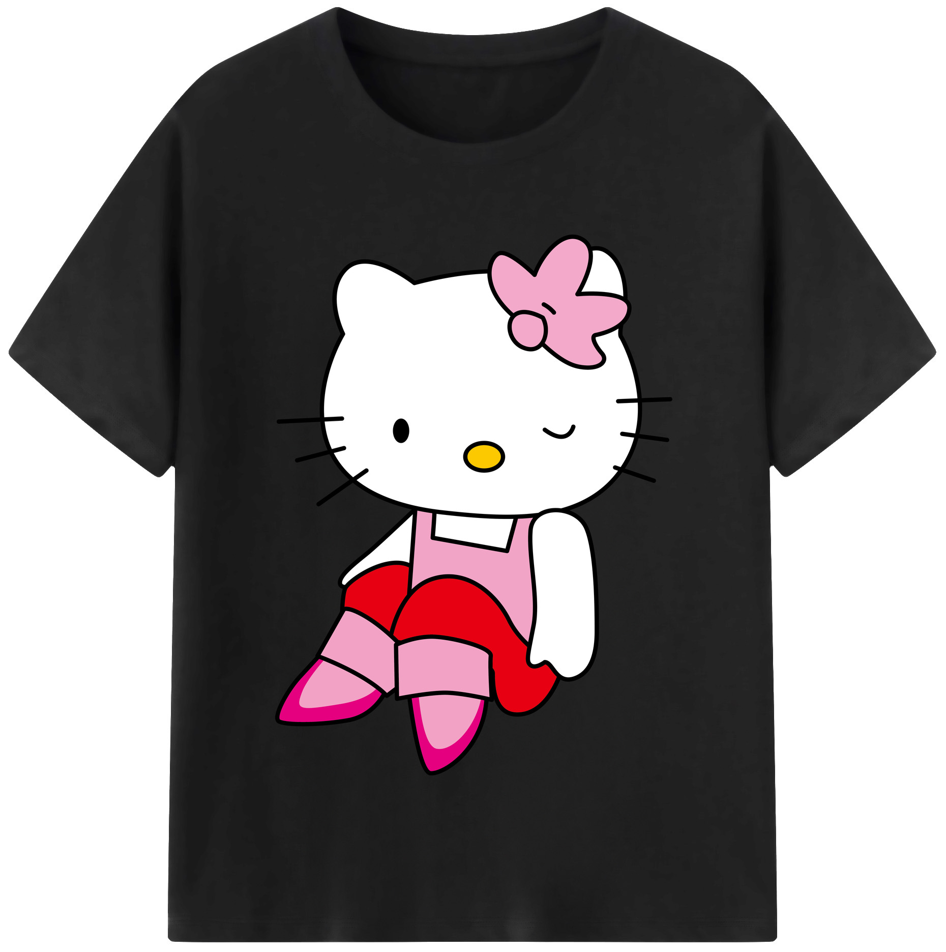（画像用） Hello Kitty ハローキティ レディースカジュアルプリントTシャツ（綿100％）