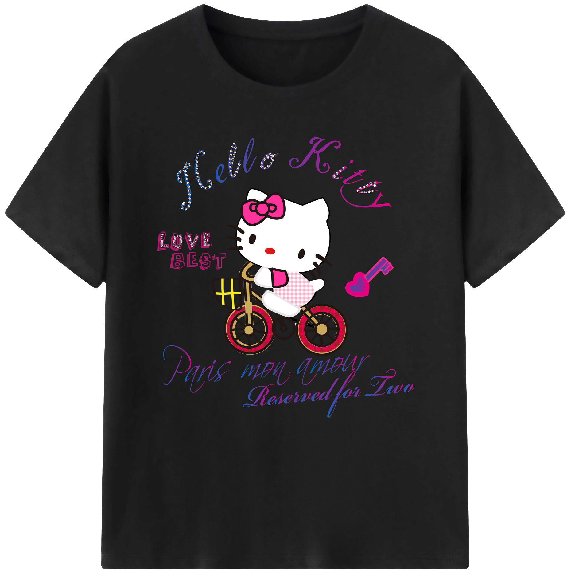 （画像用） Hello Kitty ハローキティ レディースカジュアルプリントTシャツ（綿100％）