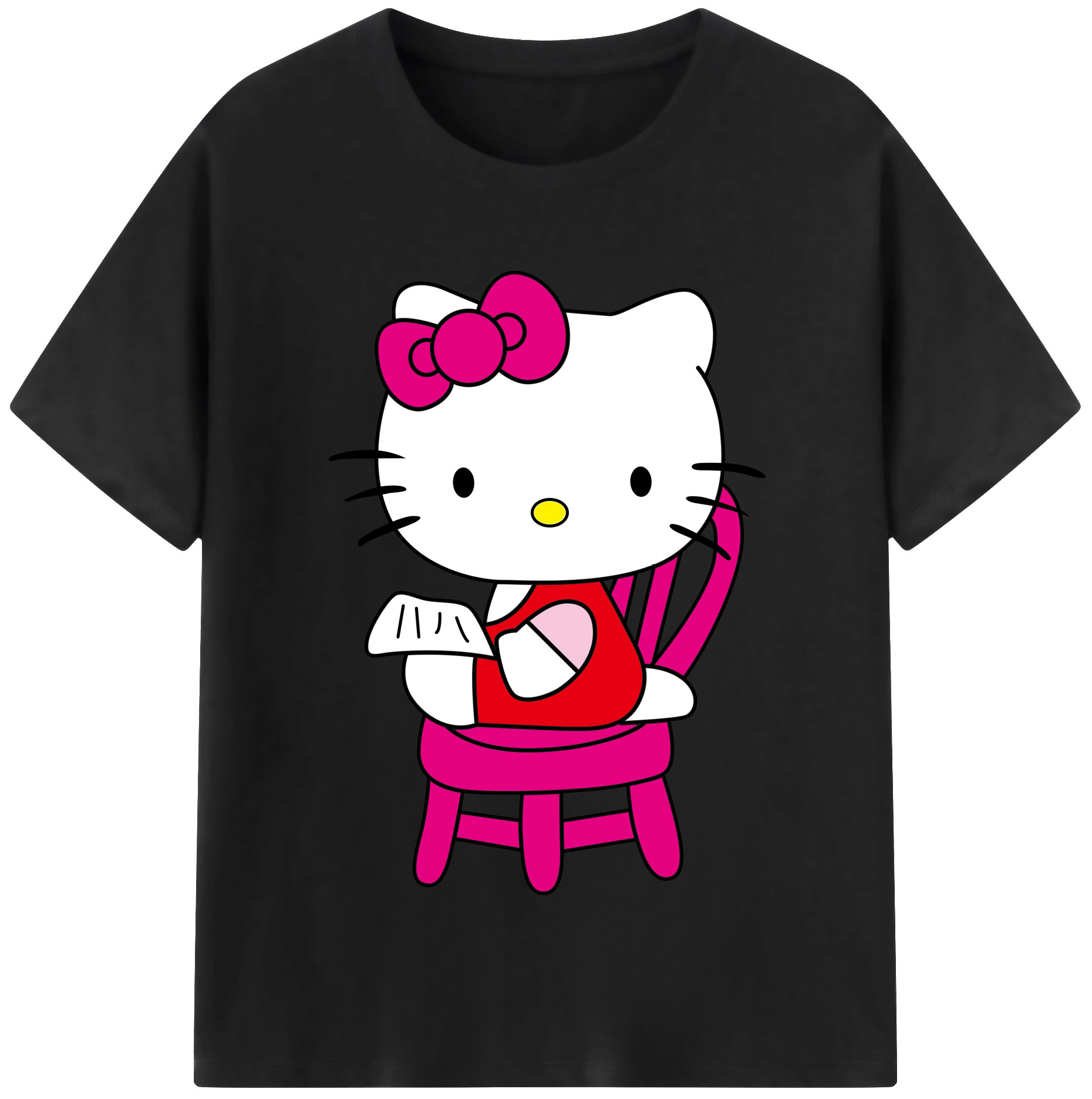 （画像用） Hello Kitty ハローキティ レディースカジュアルプリントTシャツ（綿100％）