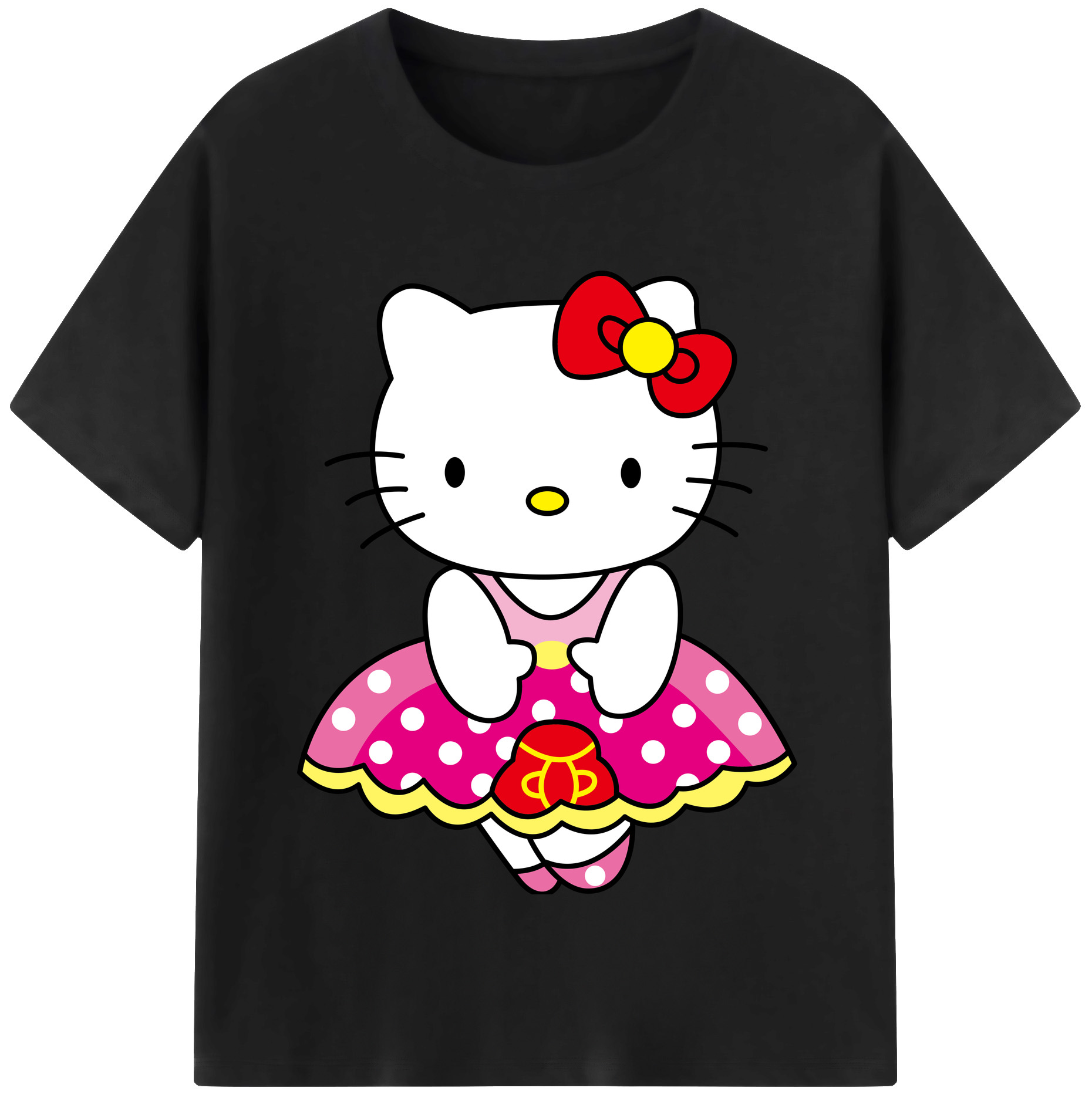 （画像用） Hello Kitty ハローキティ レディースカジュアルプリントTシャツ（綿100％）