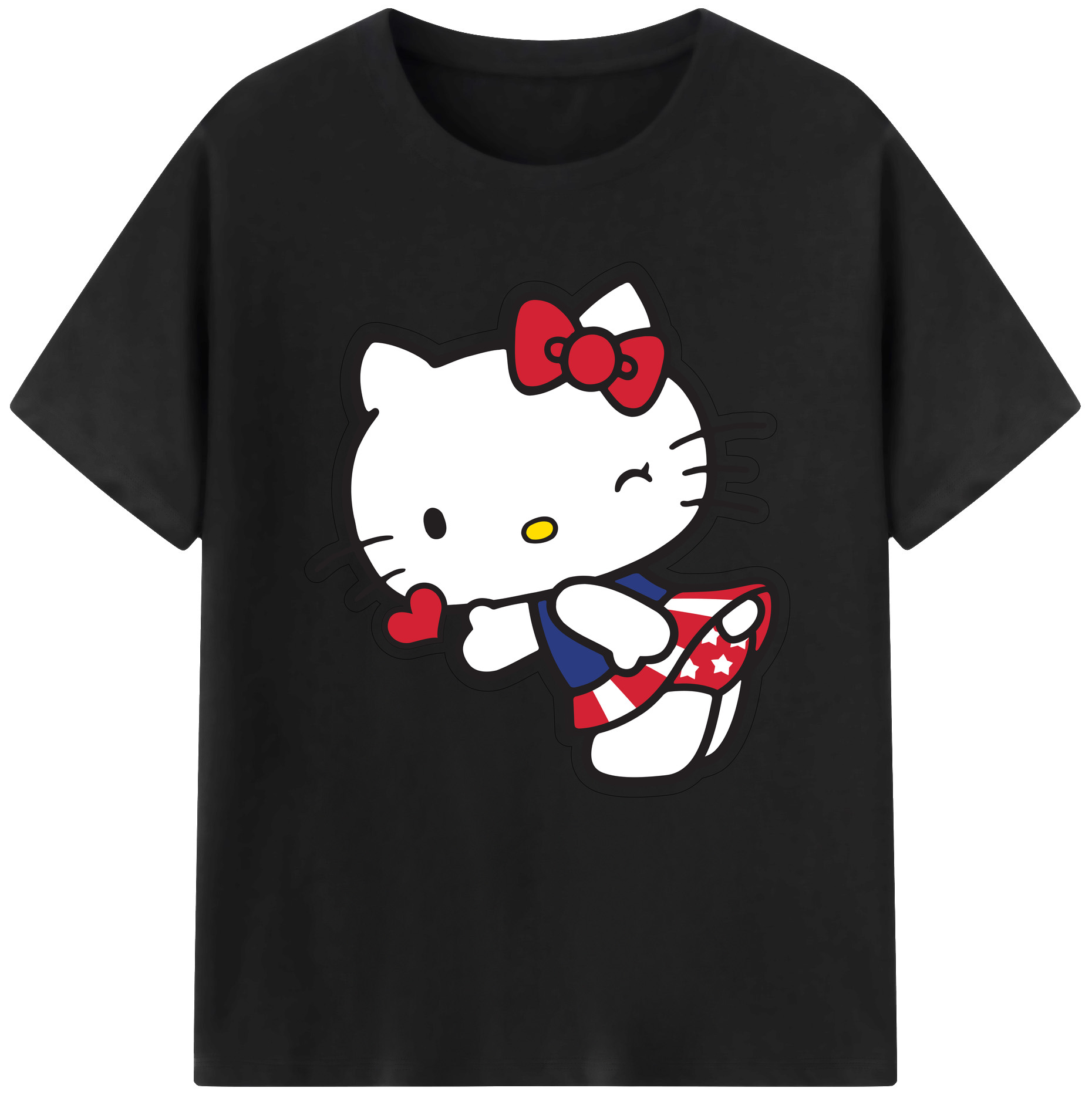 （画像用） Hello Kitty ハローキティ レディースカジュアルプリントTシャツ（綿100％）