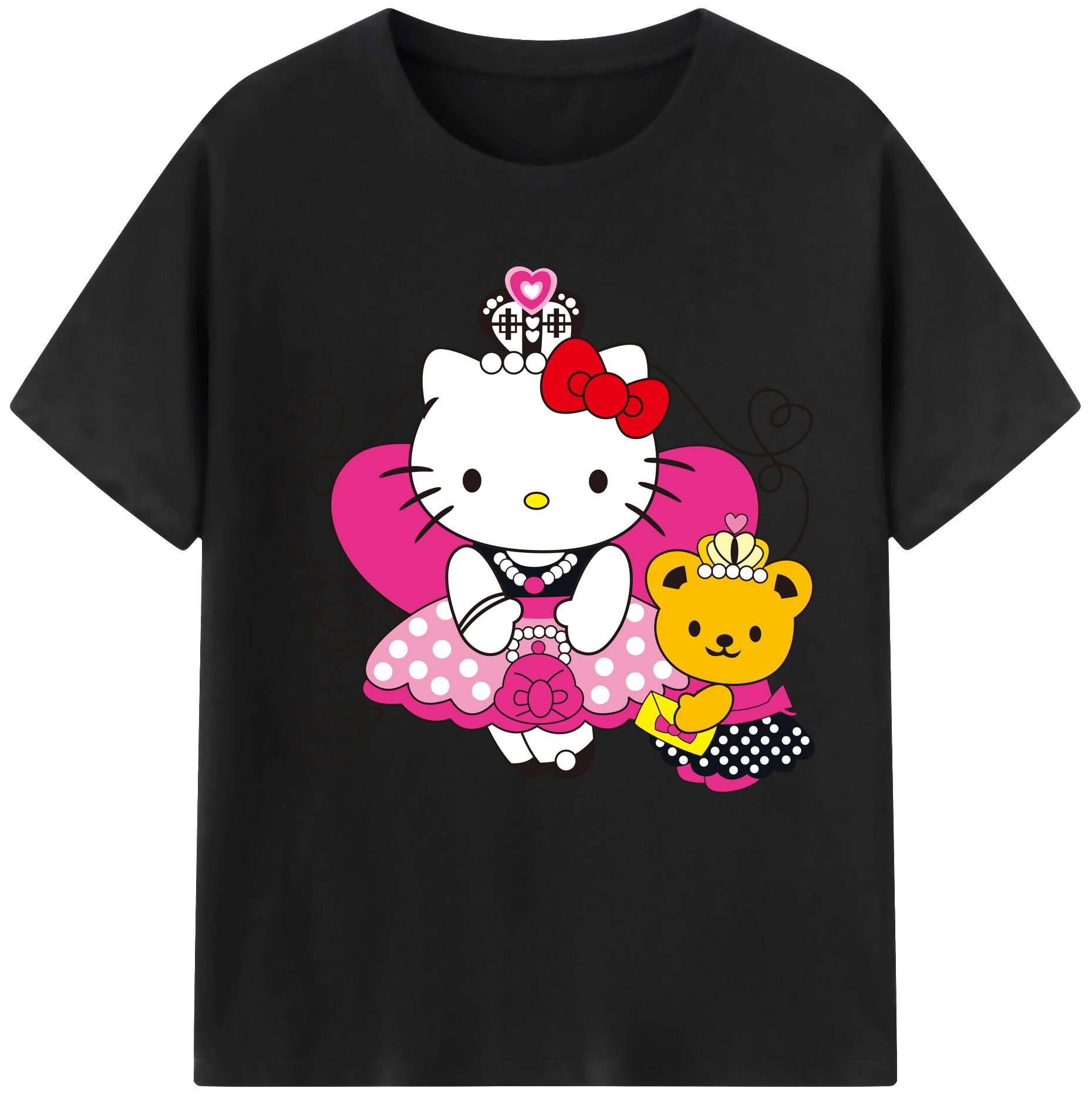 （画像用） Hello Kitty ハローキティ レディースカジュアルプリントTシャツ（綿100％）