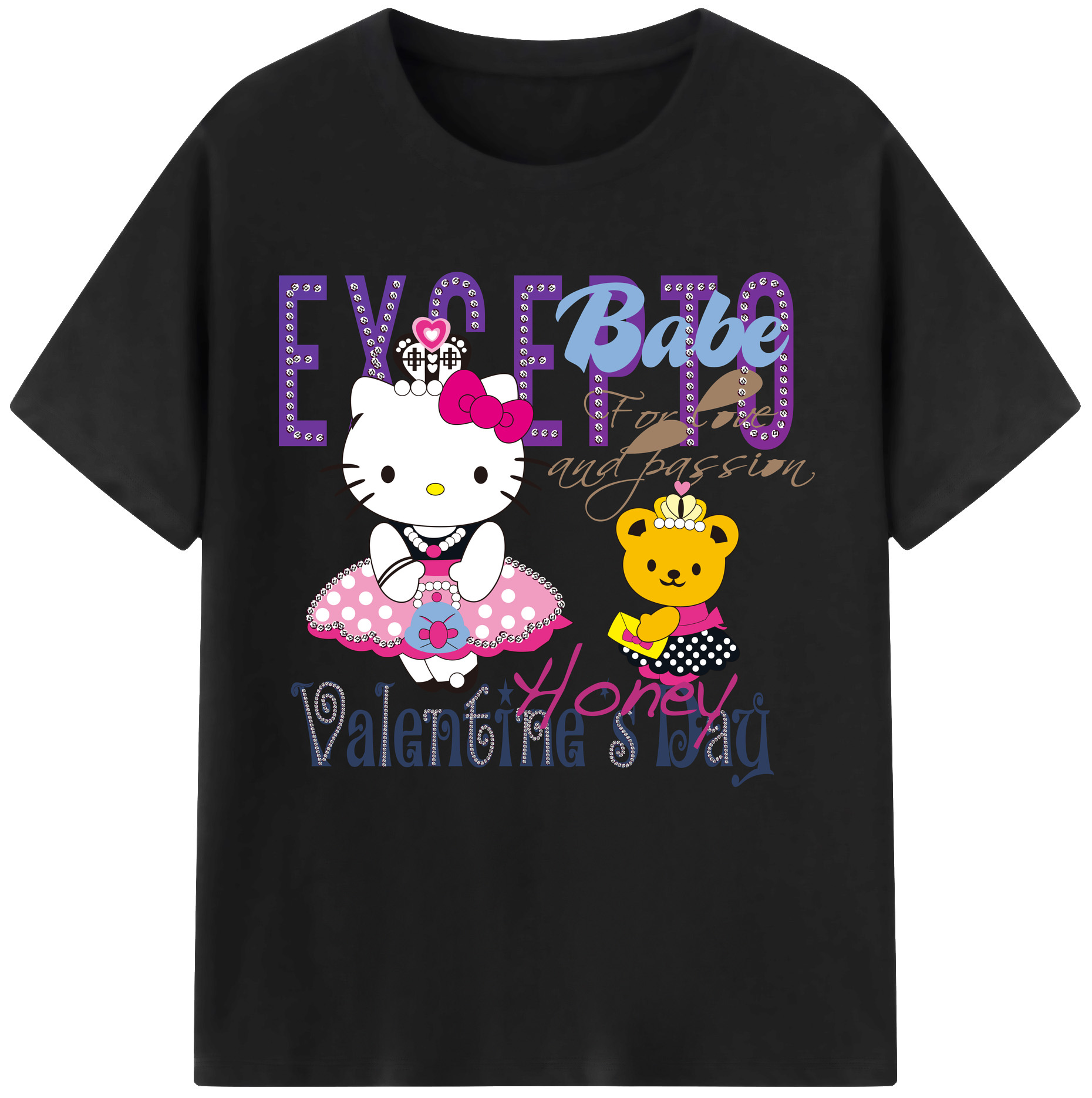（画像用） Hello Kitty ハローキティ レディースカジュアルプリントTシャツ（綿100％）