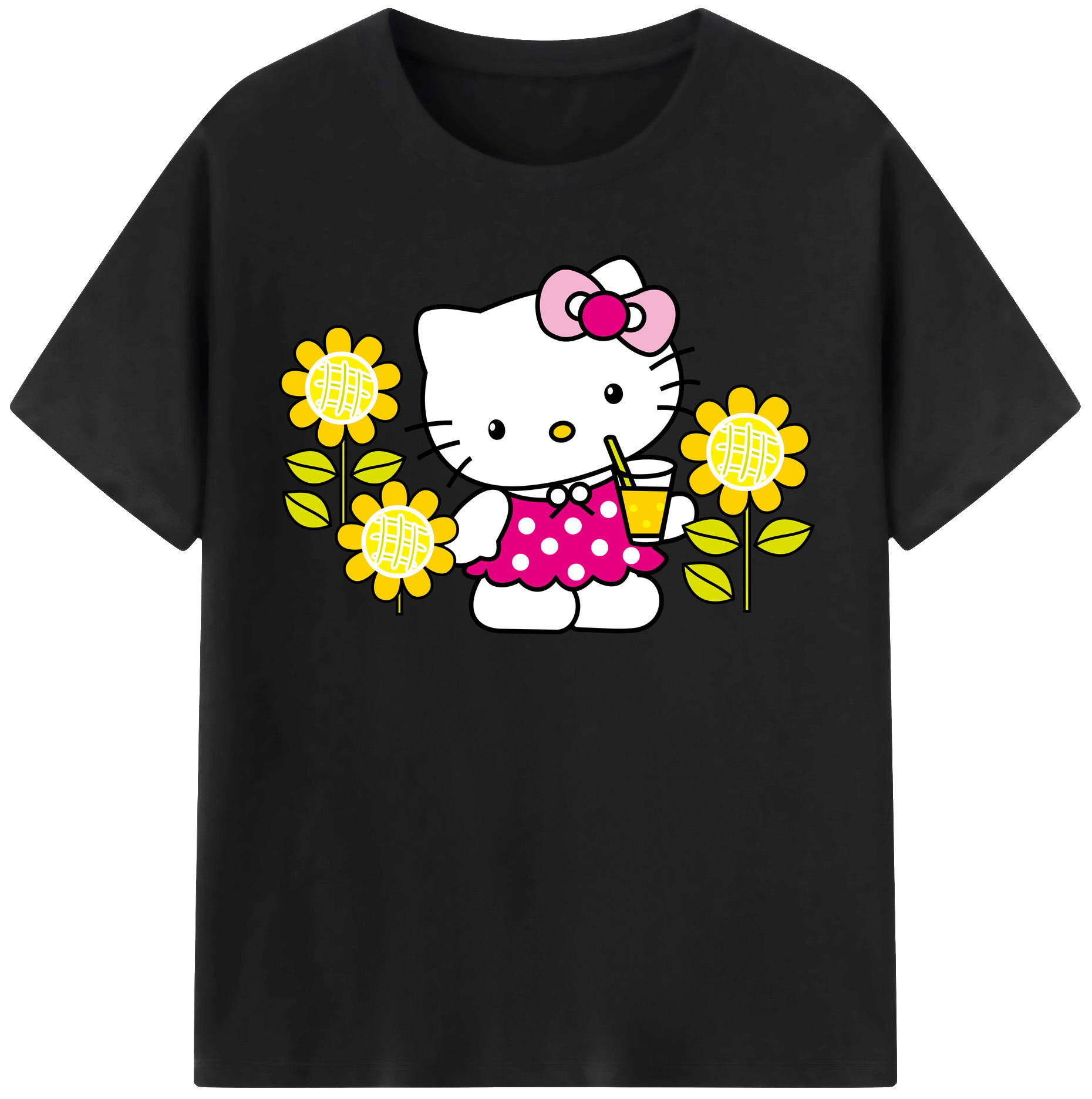 （画像用） Hello Kitty ハローキティ レディースカジュアルプリントTシャツ（綿100％）