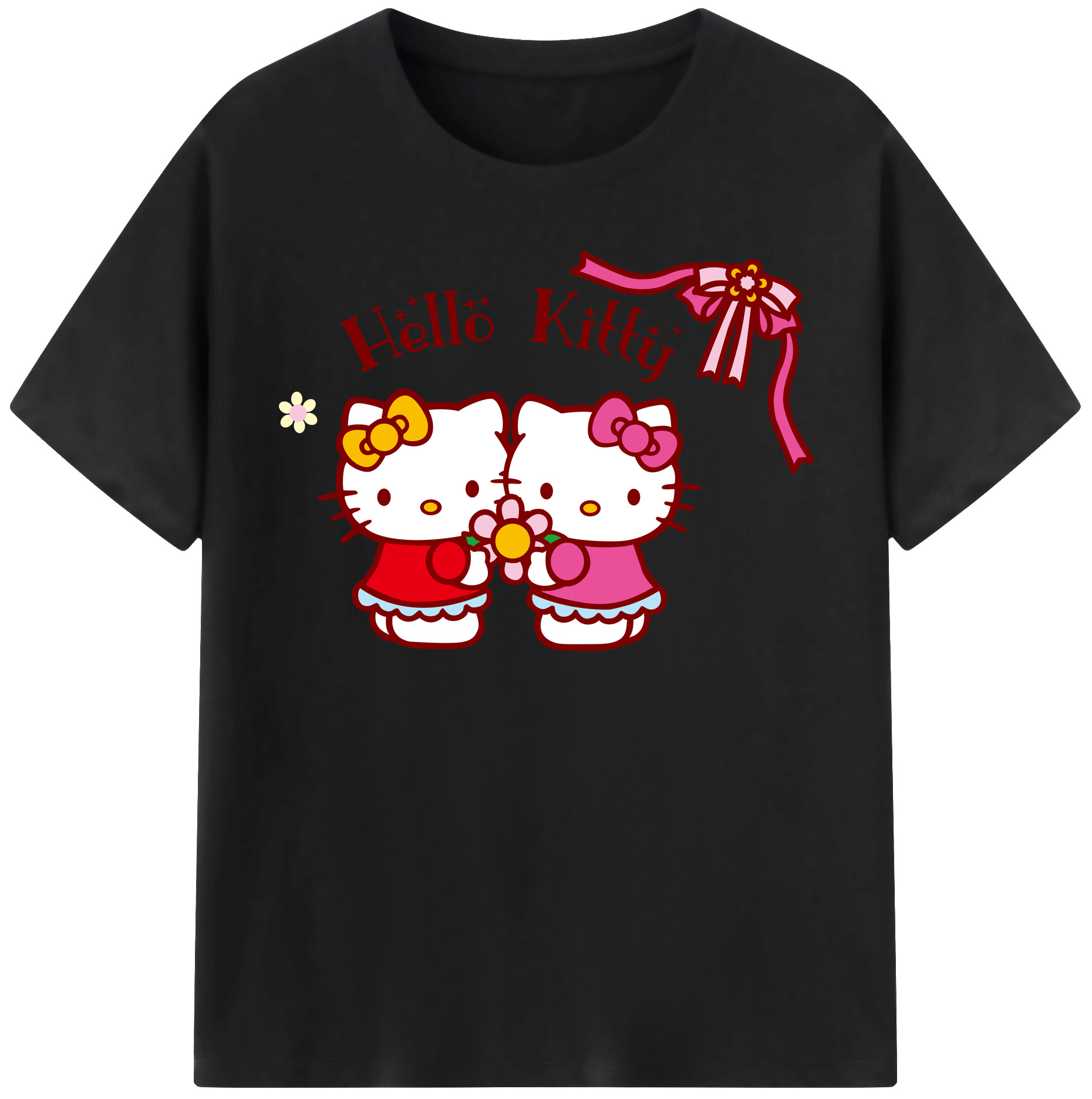 （画像用） Hello Kitty ハローキティ レディースカジュアルプリントTシャツ（綿100％）