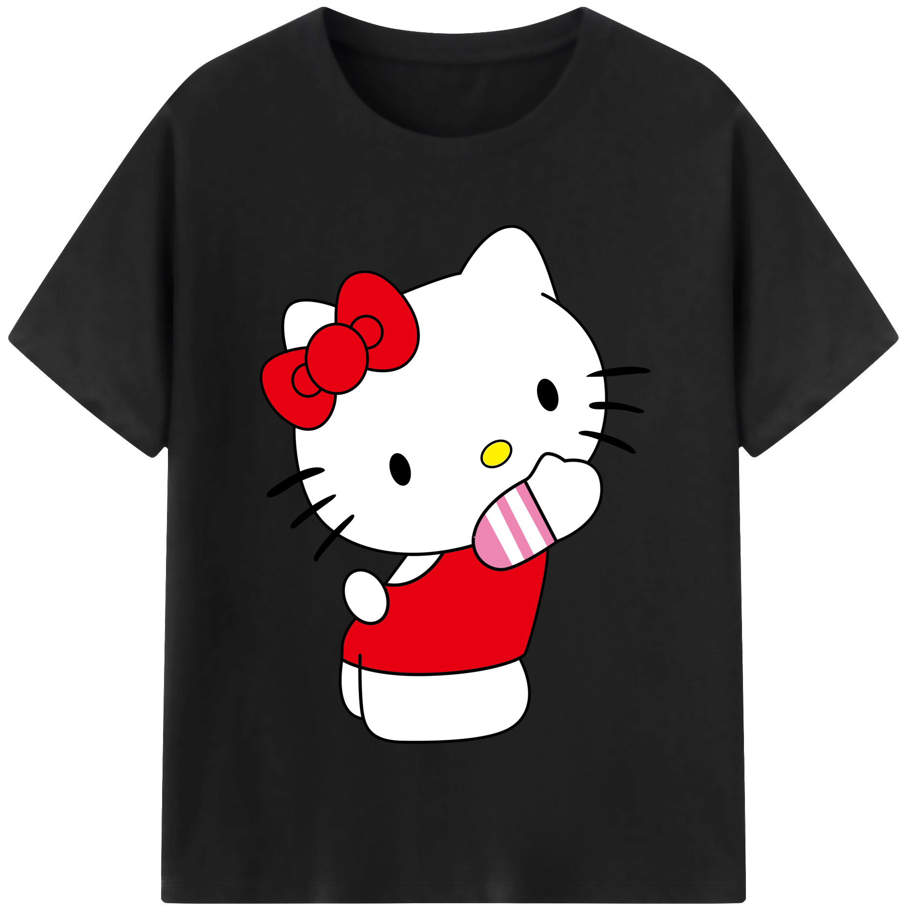 （画像用） Hello Kitty ハローキティ レディースカジュアルプリントTシャツ（綿100％）