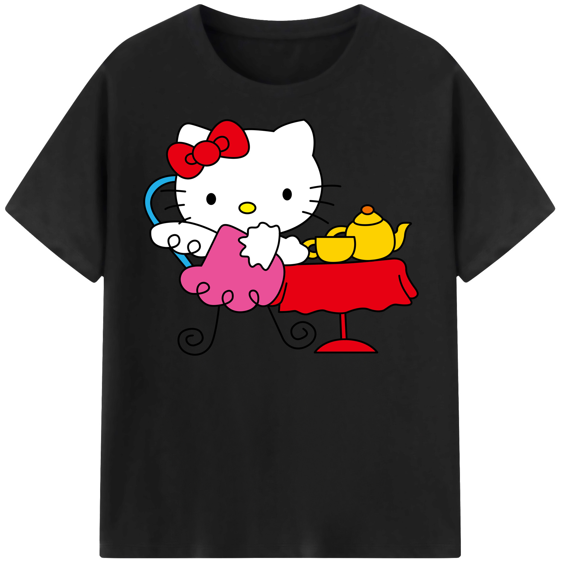 （画像用） Hello Kitty ハローキティ レディースカジュアルプリントTシャツ（綿100％）