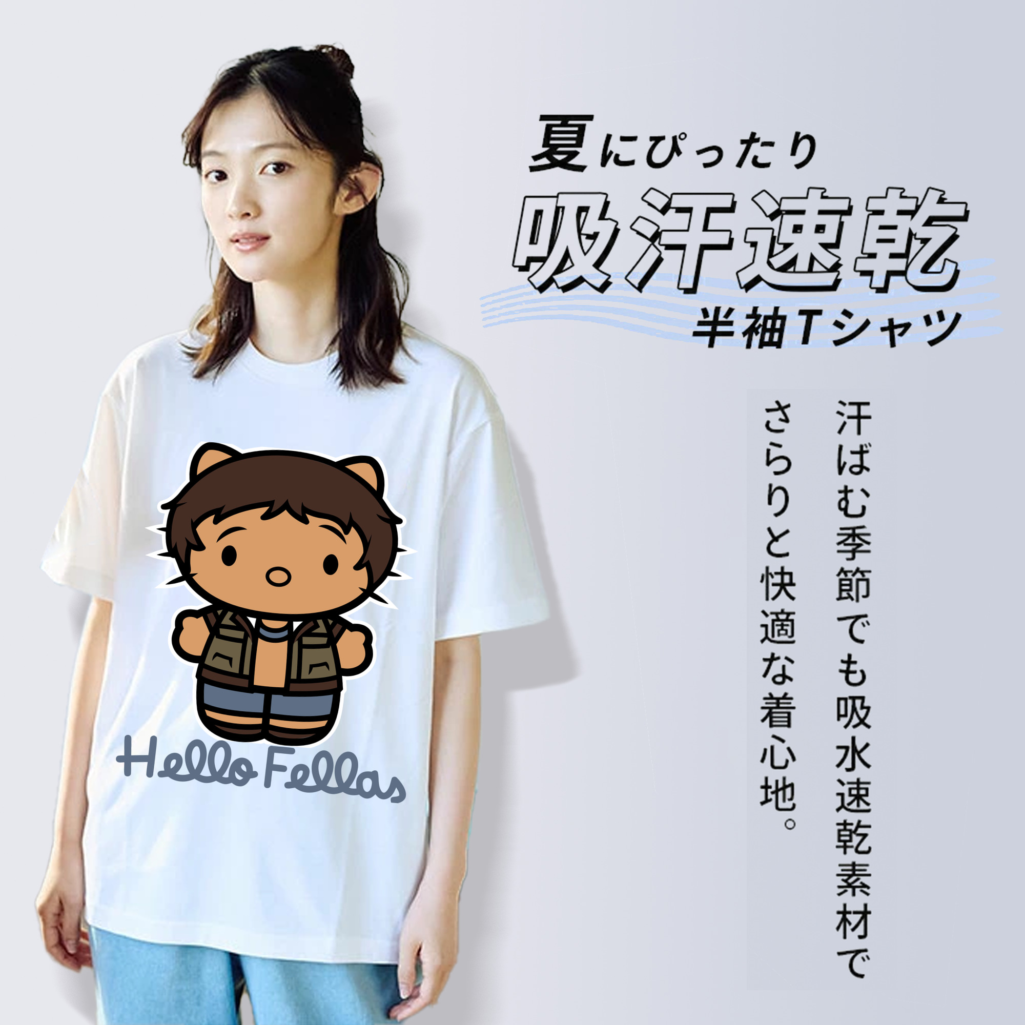 Hello Kitty ハローキティ レディースカジュアルプリントTシャツ（綿100％）