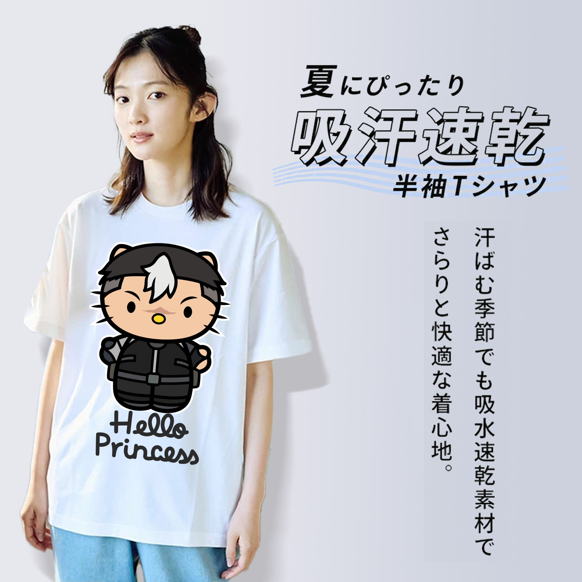 Hello Kitty ハローキティ レディースカジュアルプリントTシャツ（綿100％）