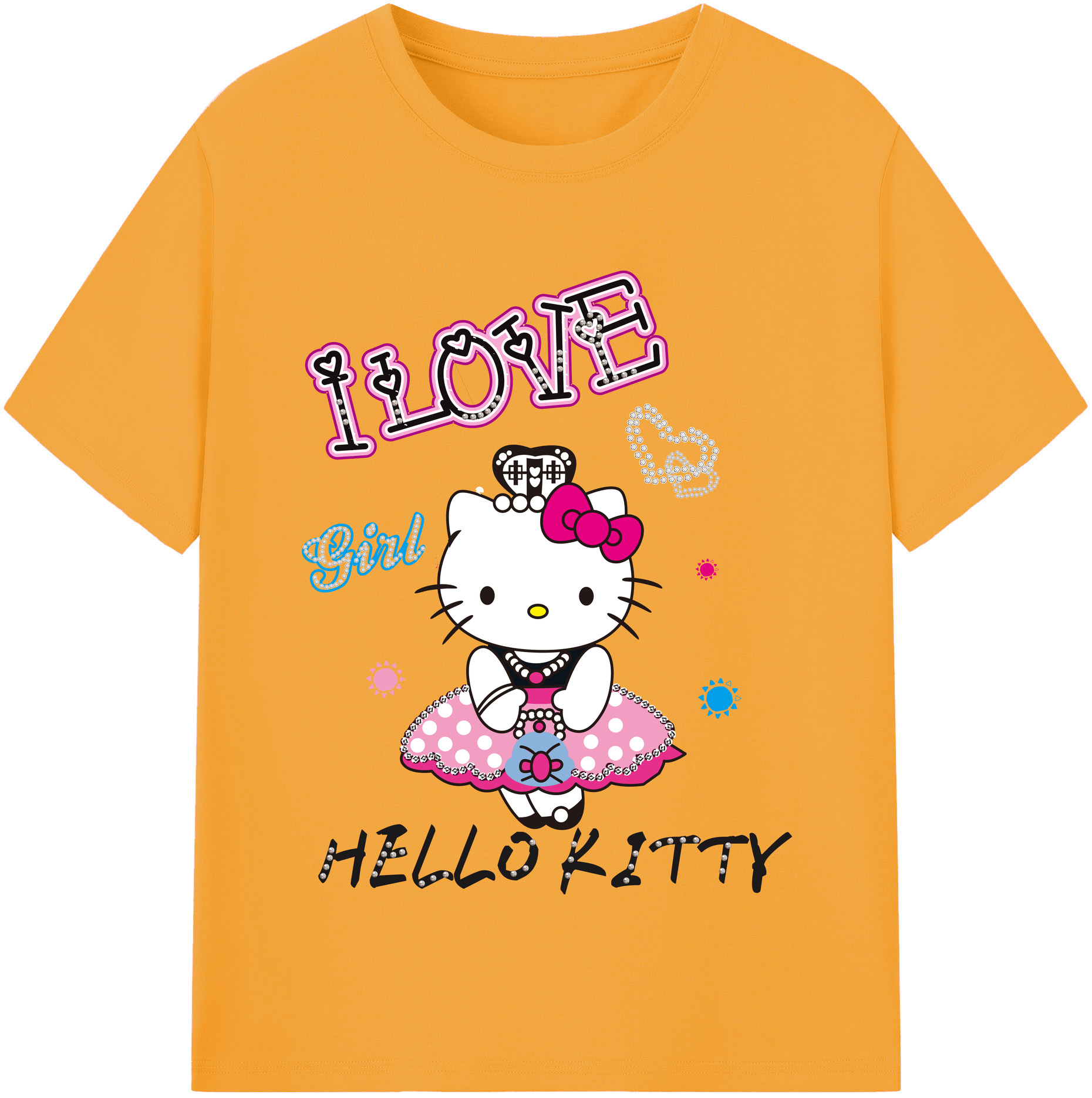 （画像用） Hello Kitty ハローキティ レディースカジュアルプリントTシャツ（綿100％）