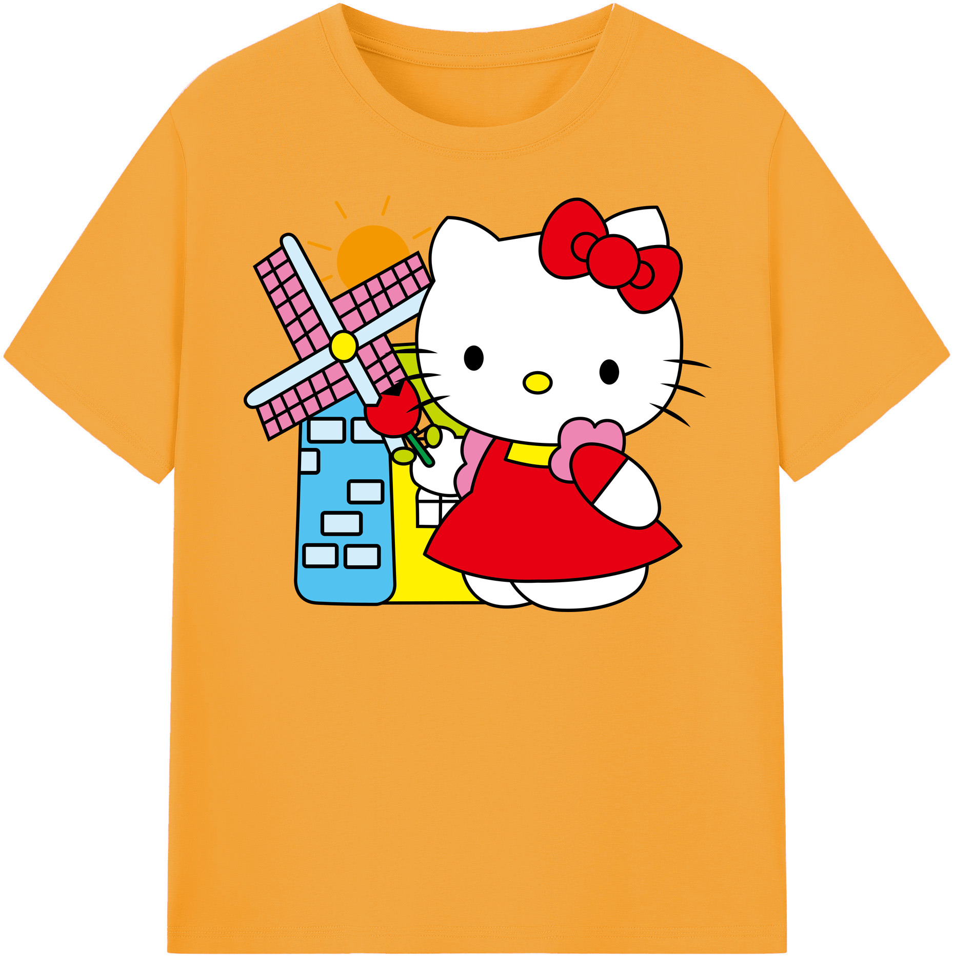 （画像用） Hello Kitty ハローキティ レディースカジュアルプリントTシャツ（綿100％）