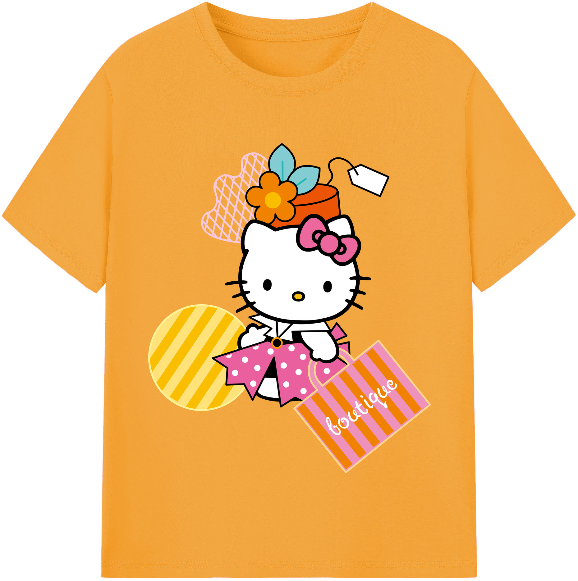 （画像用） Hello Kitty ハローキティ レディースカジュアルプリントTシャツ（綿100％）