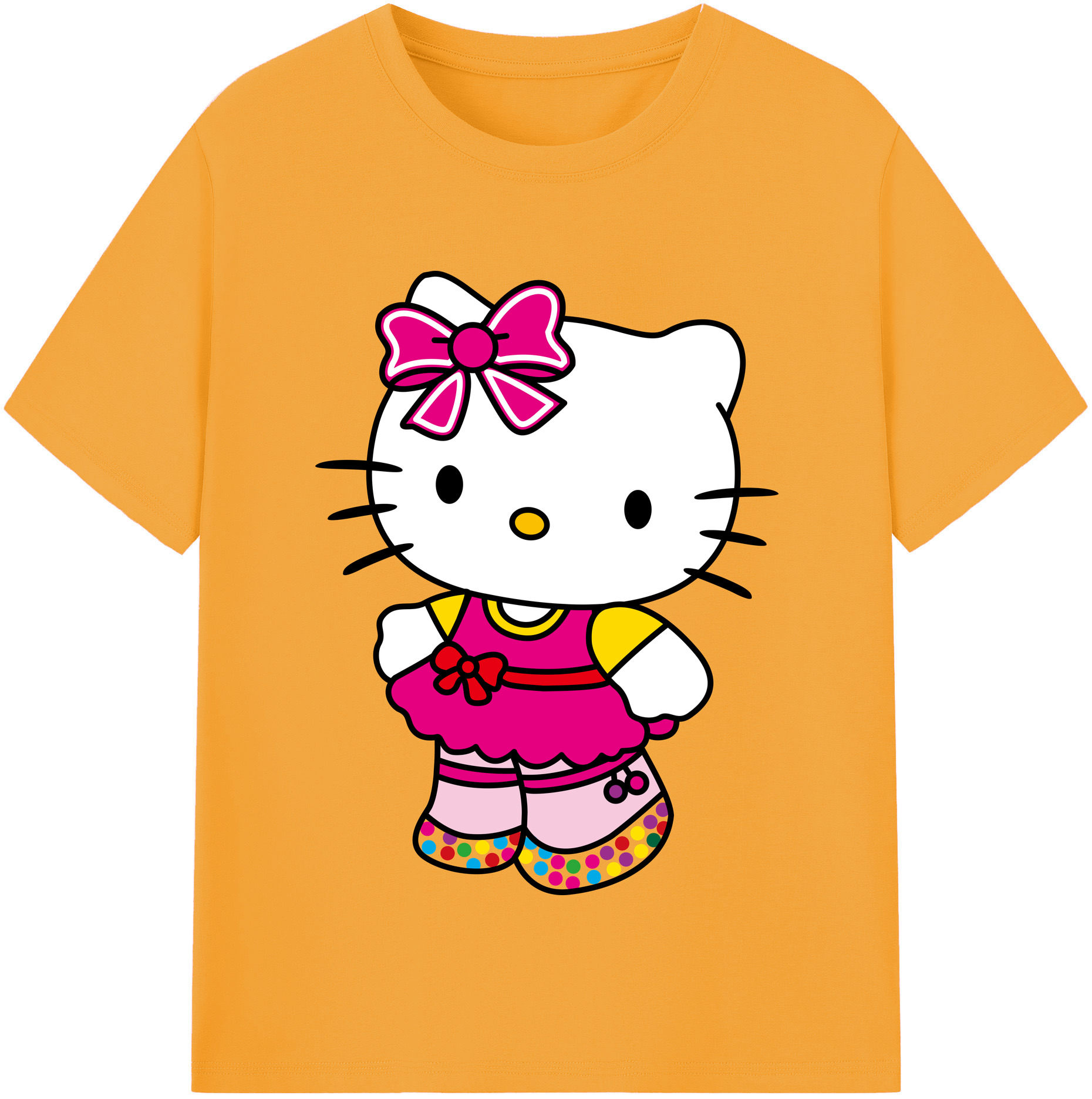 （画像用） Hello Kitty ハローキティ レディースカジュアルプリントTシャツ（綿100％）