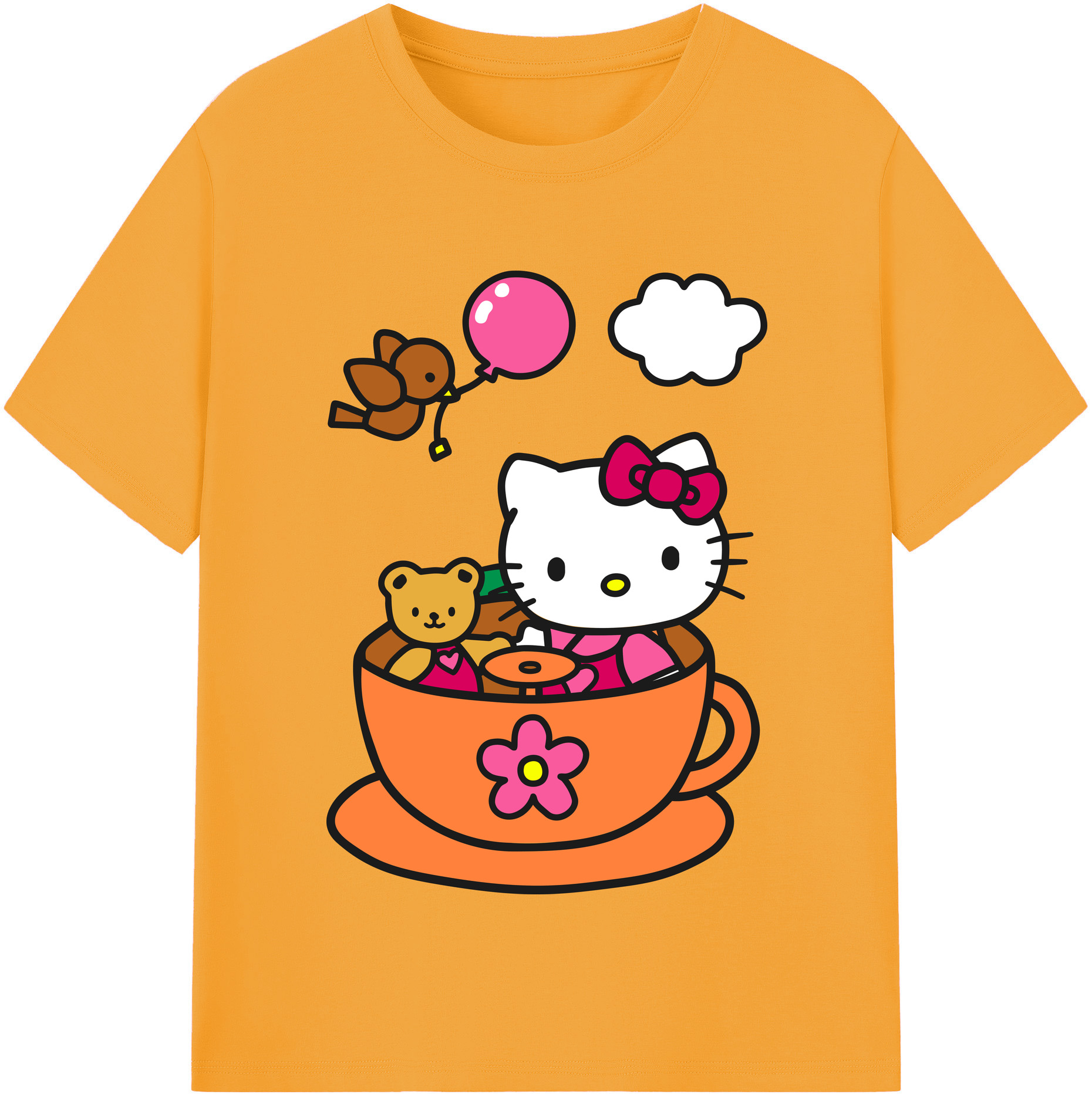 （画像用） Hello Kitty ハローキティ レディースカジュアルプリントTシャツ（綿100％）