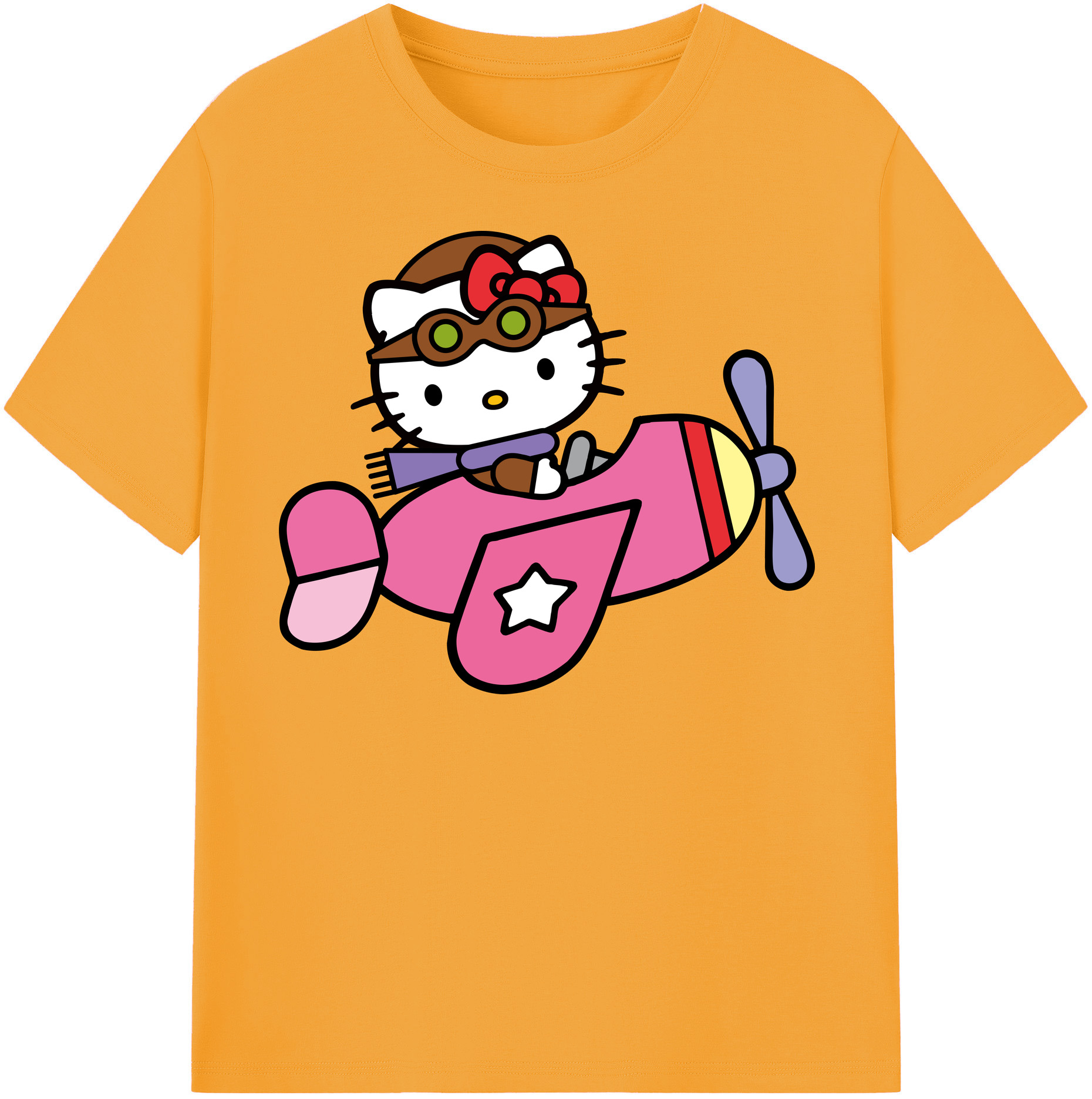 （画像用） Hello Kitty ハローキティ レディースカジュアルプリントTシャツ（綿100％）