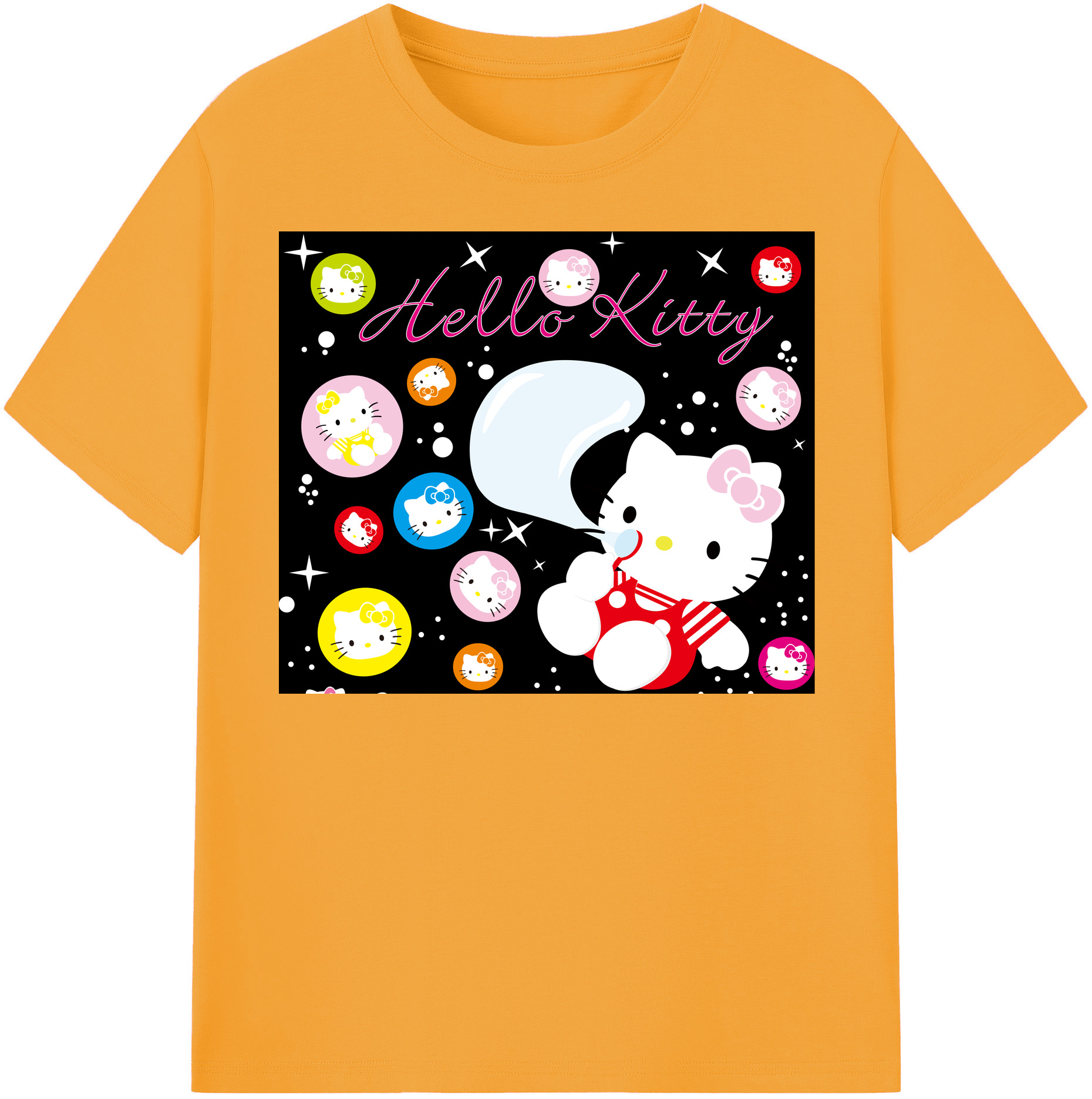 （画像用） Hello Kitty ハローキティ レディースカジュアルプリントTシャツ（綿100％）