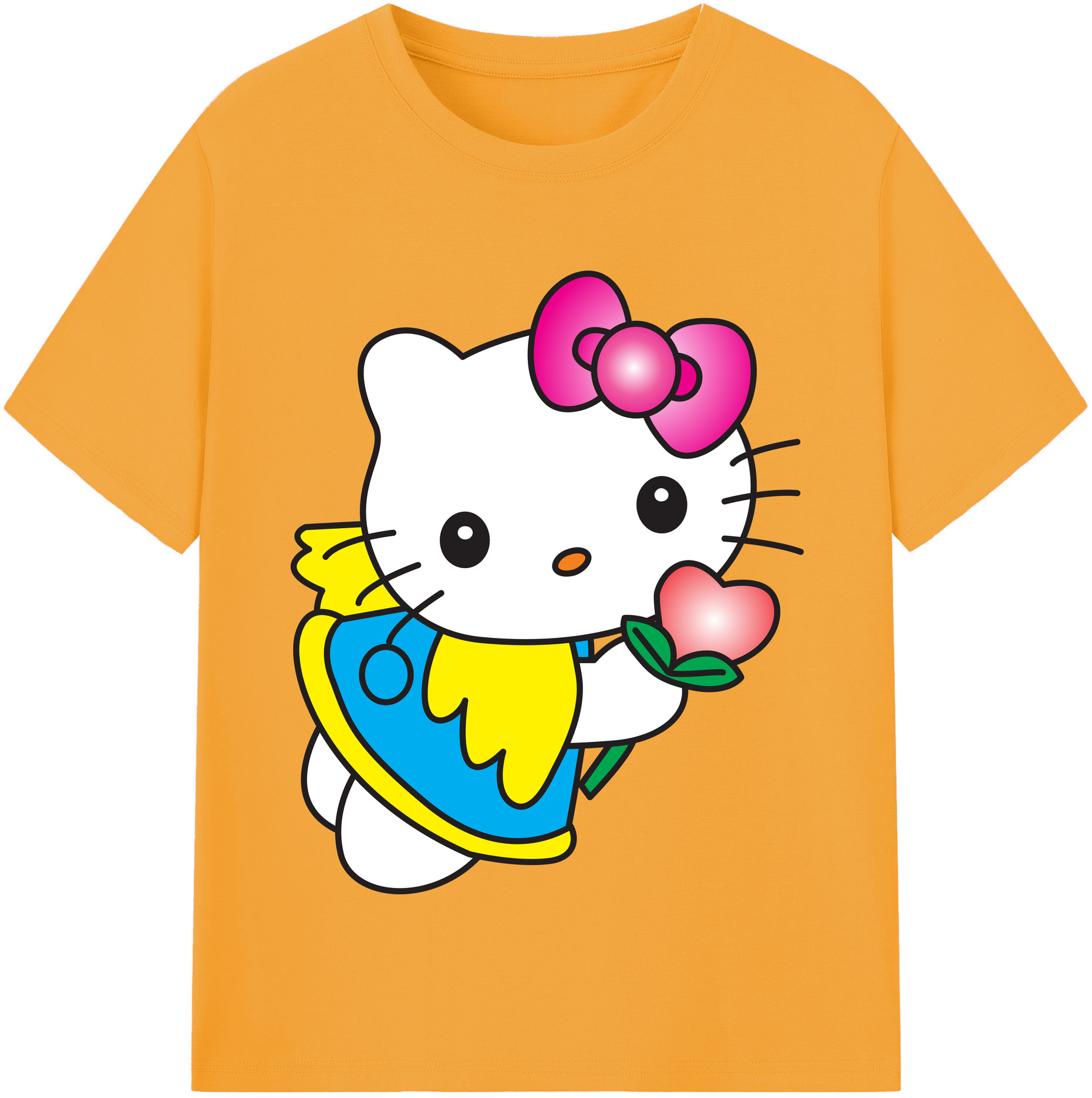 （画像用） Hello Kitty ハローキティ レディースカジュアルプリントTシャツ（綿100％）