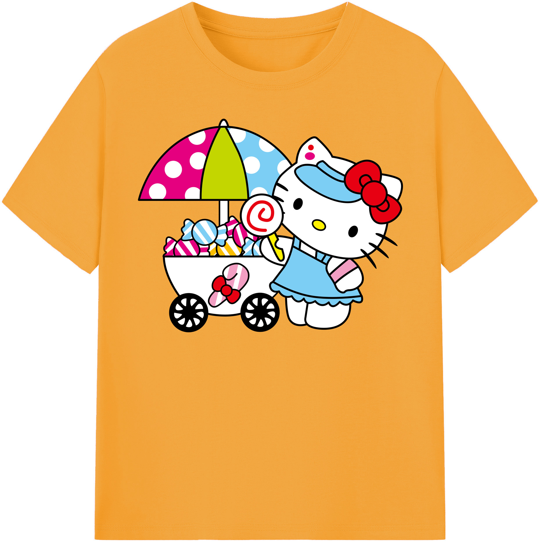 （画像用） Hello Kitty ハローキティ レディースカジュアルプリントTシャツ（綿100％）