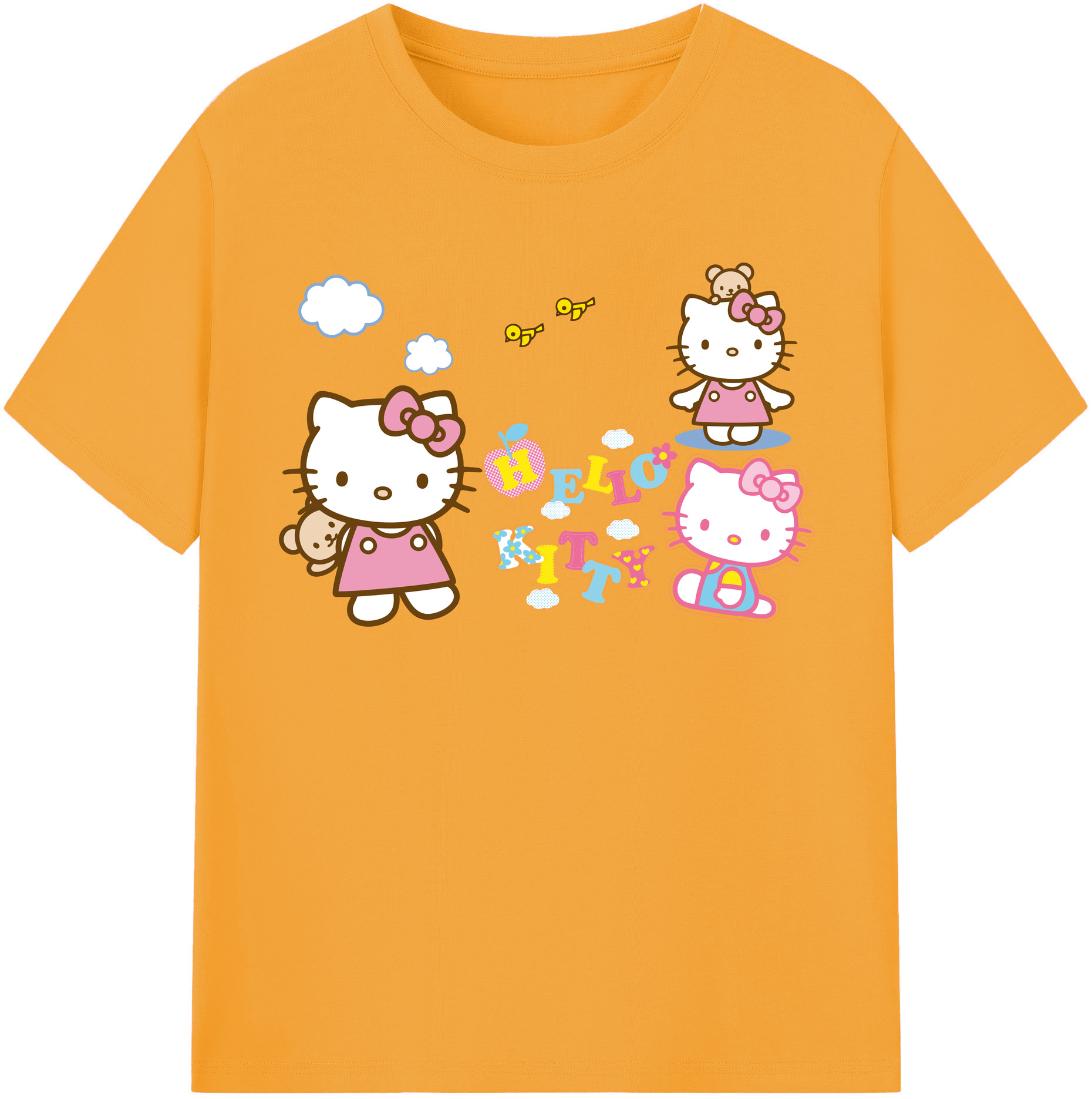 （画像用） Hello Kitty ハローキティ レディースカジュアルプリントTシャツ（綿100％）