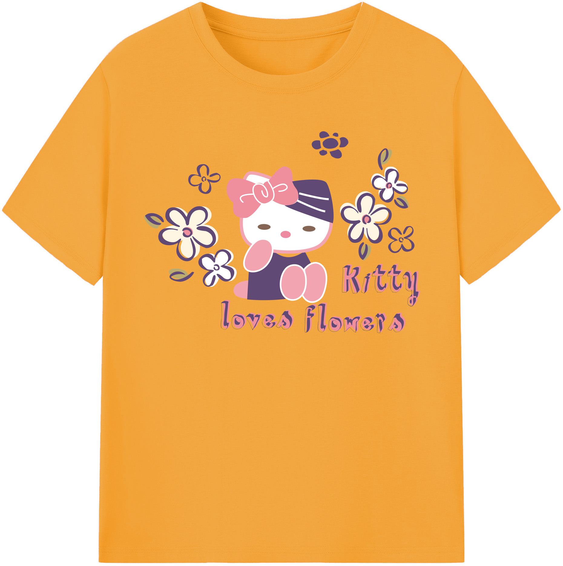 （画像用） Hello Kitty ハローキティ レディースカジュアルプリントTシャツ（綿100％）