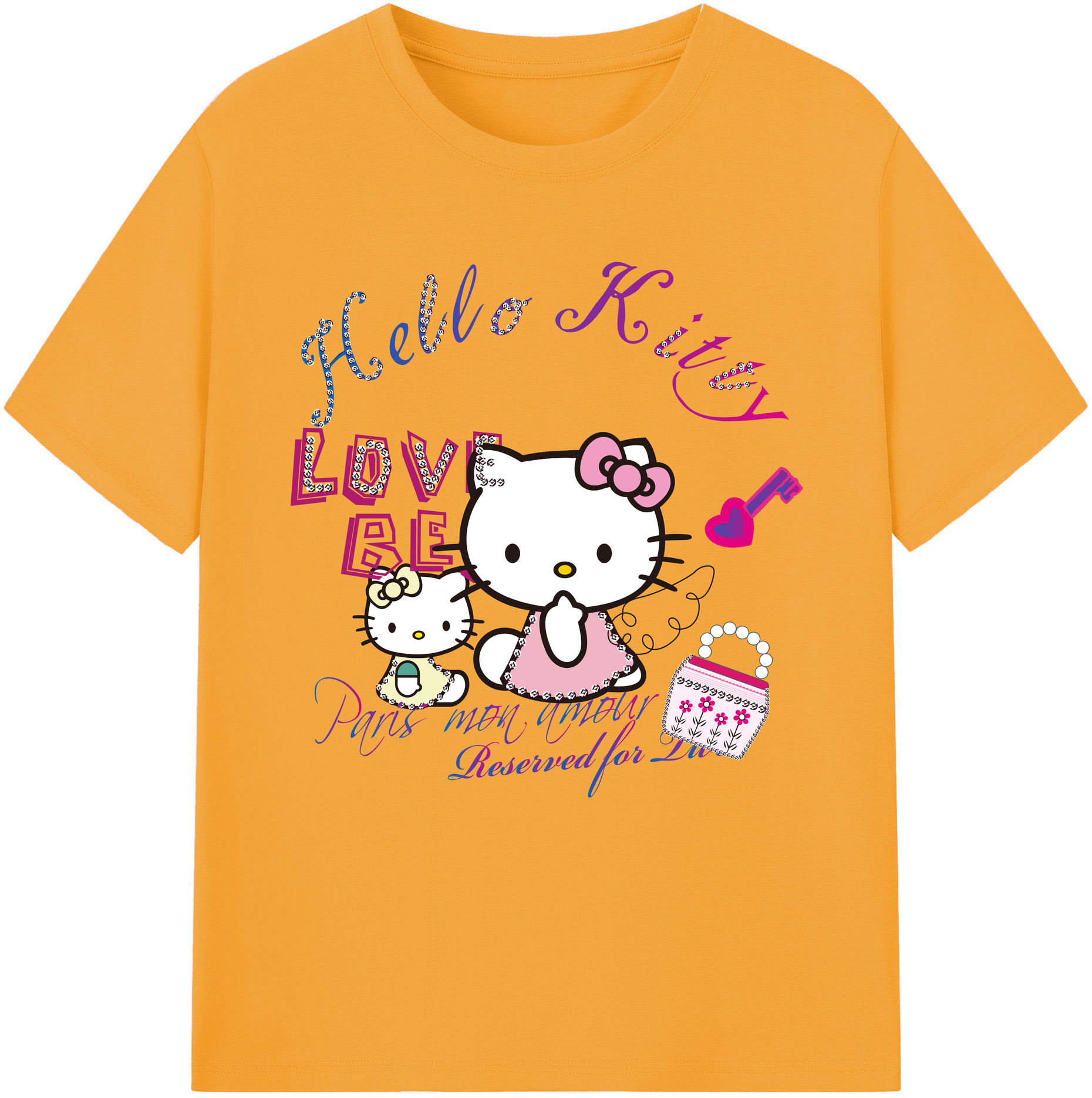 （画像用） Hello Kitty ハローキティ レディースカジュアルプリントTシャツ（綿100％）