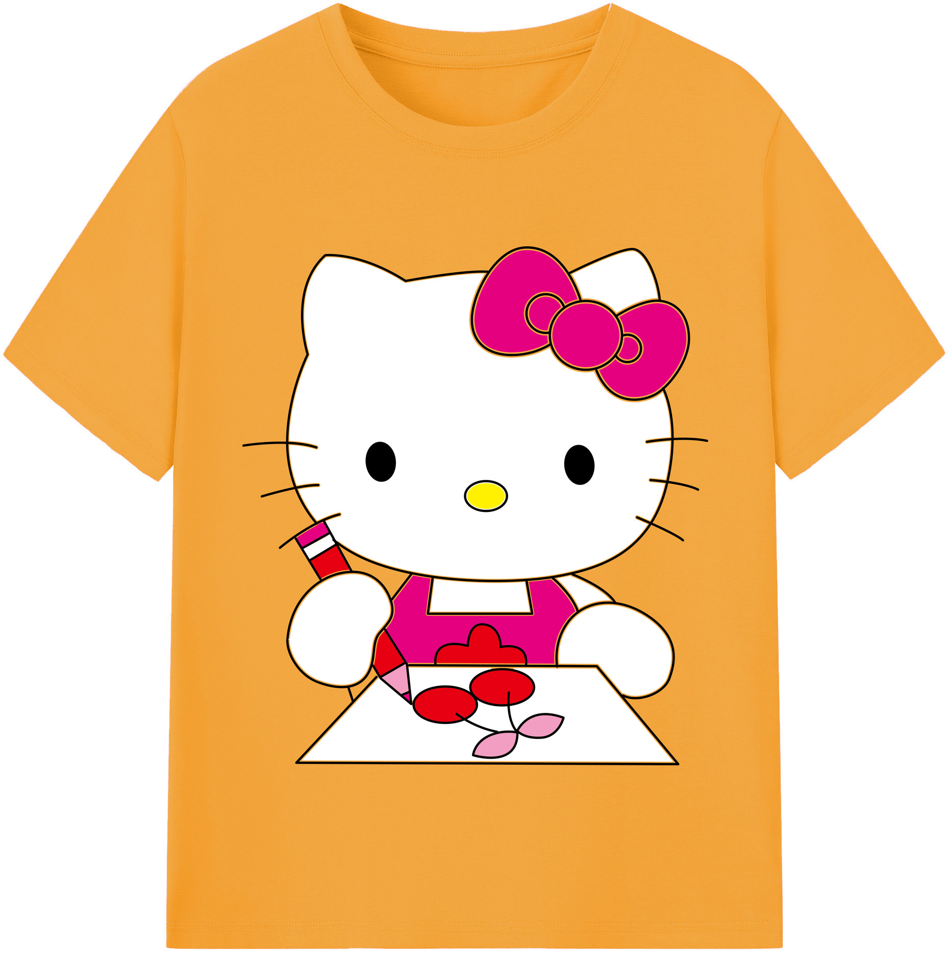 （画像用） Hello Kitty ハローキティ レディースカジュアルプリントTシャツ（綿100％）
