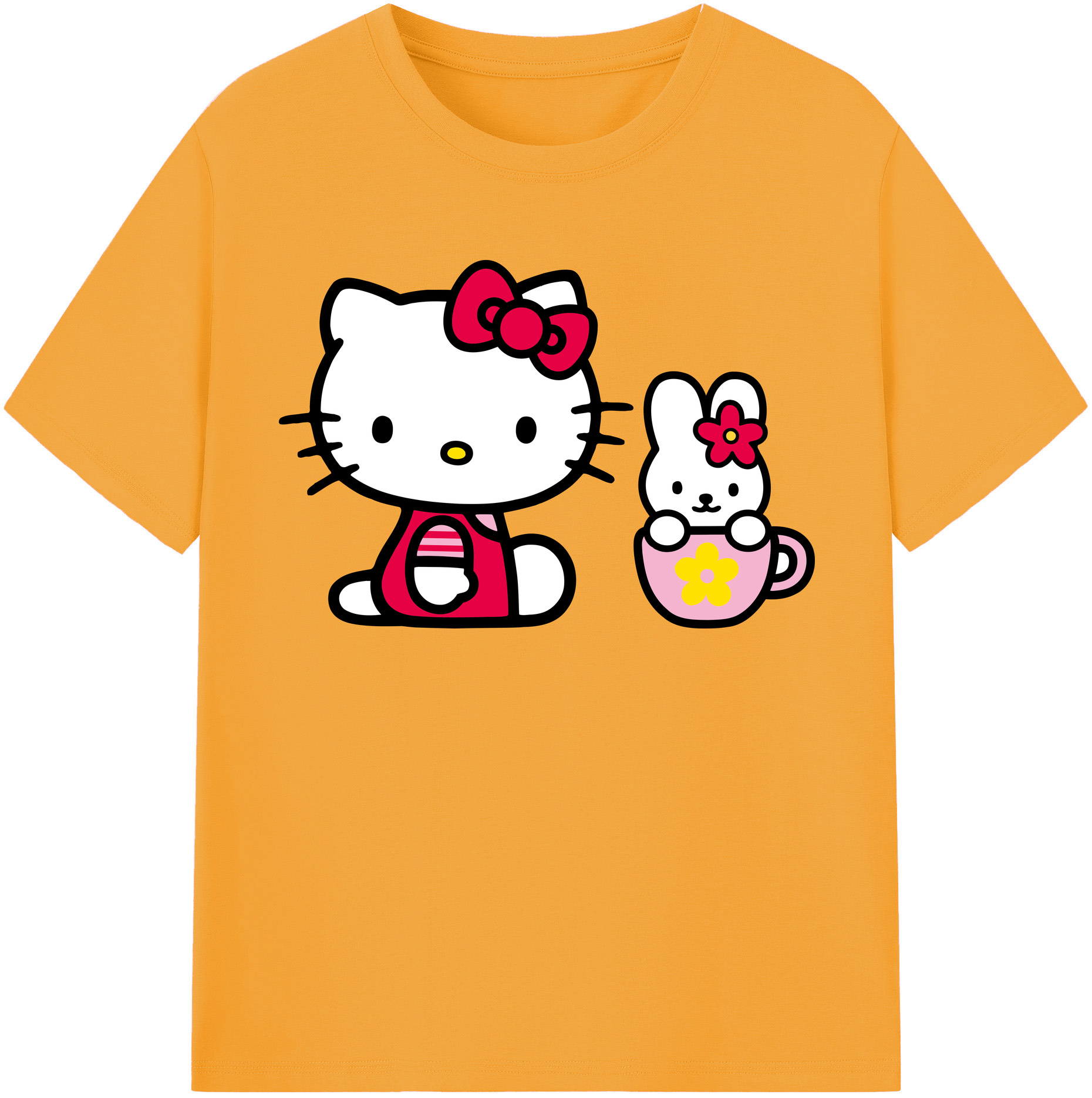 （画像用） Hello Kitty ハローキティ レディースカジュアルプリントTシャツ（綿100％）