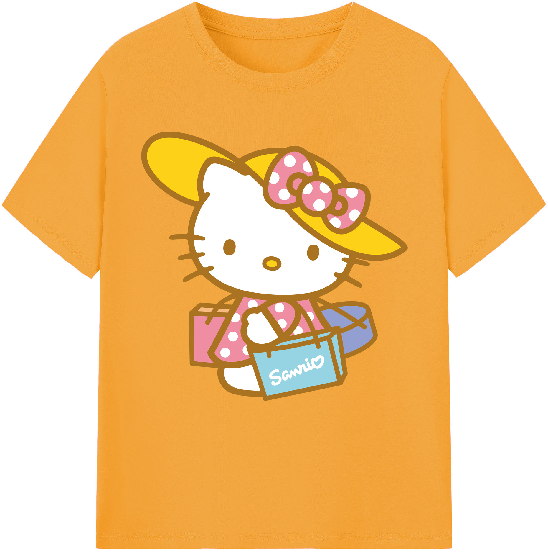 （画像用） Hello Kitty ハローキティ レディースカジュアルプリントTシャツ（綿100％）