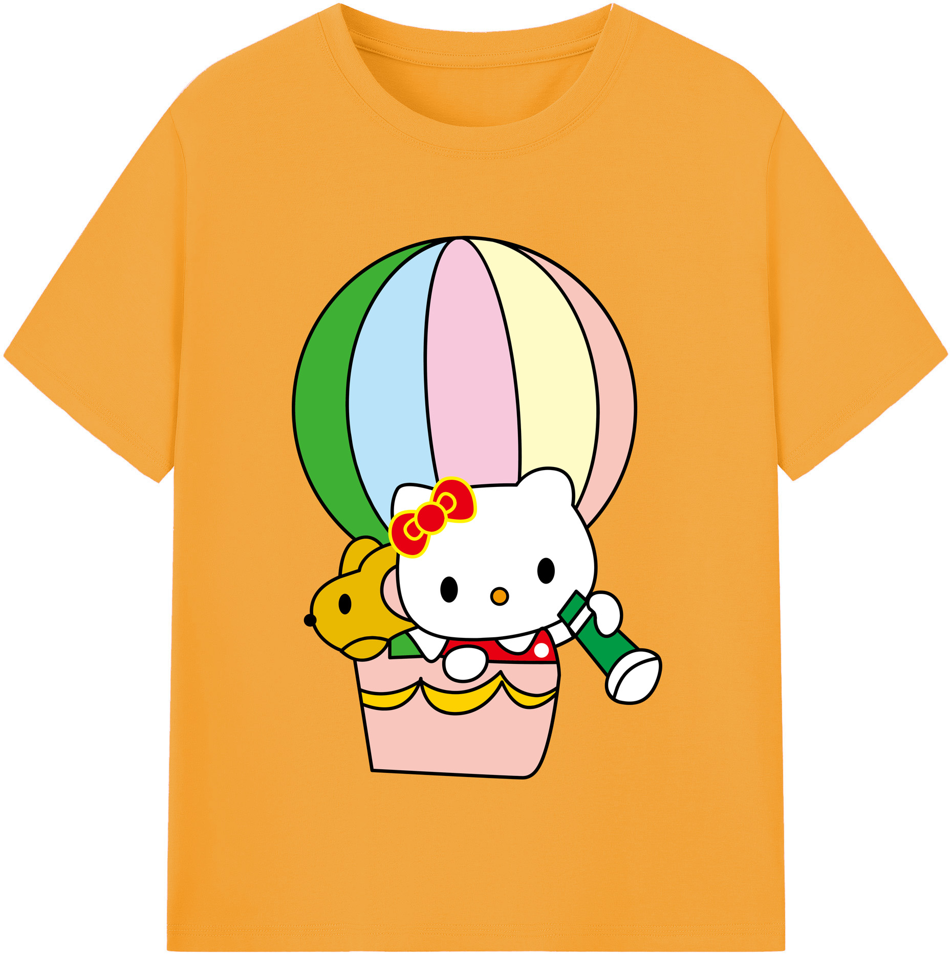 （画像用） Hello Kitty ハローキティ レディースカジュアルプリントTシャツ（綿100％）