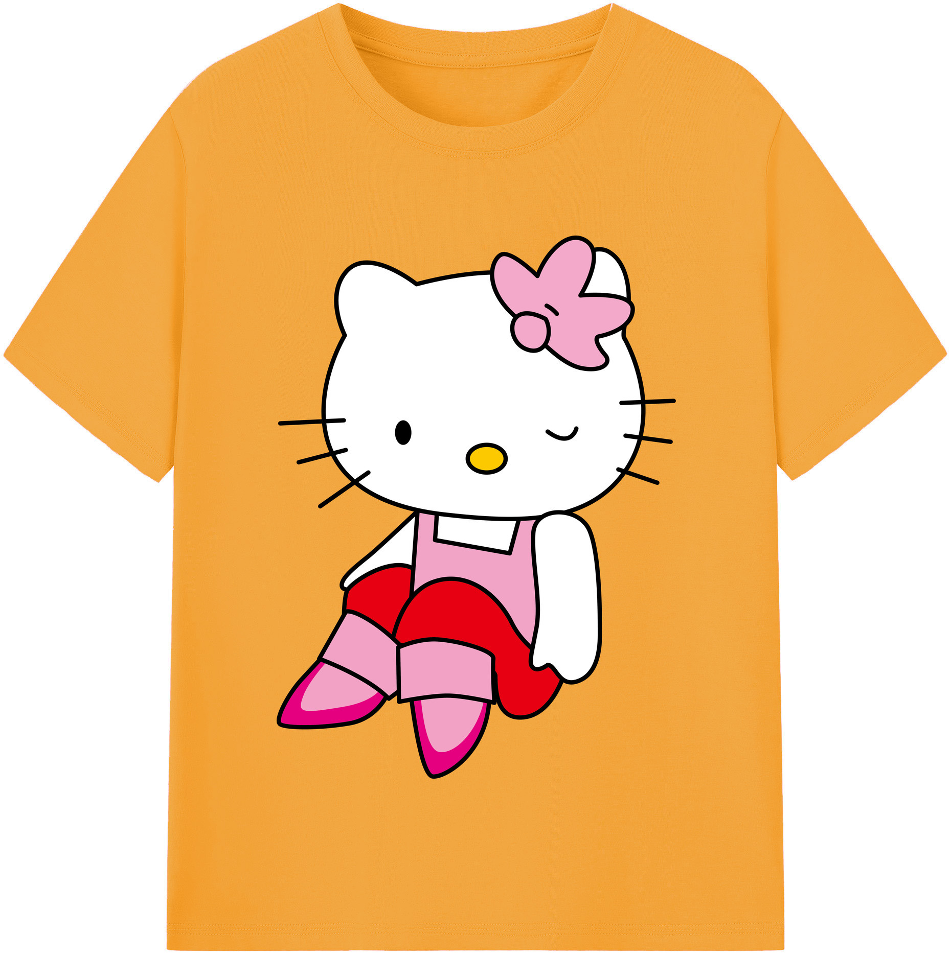 （画像用） Hello Kitty ハローキティ レディースカジュアルプリントTシャツ（綿100％）