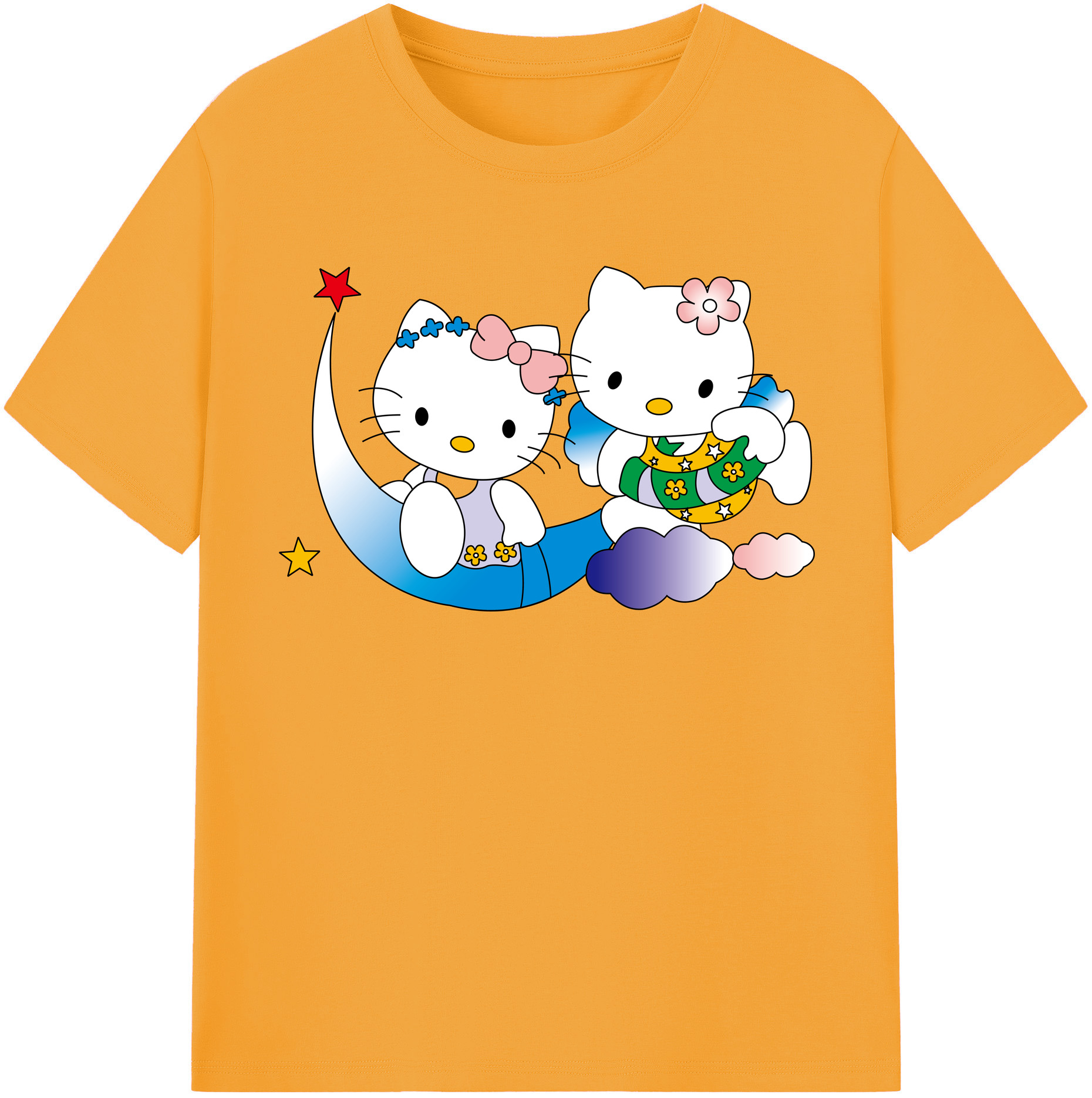 （画像用） Hello Kitty ハローキティ レディースカジュアルプリントTシャツ（綿100％）