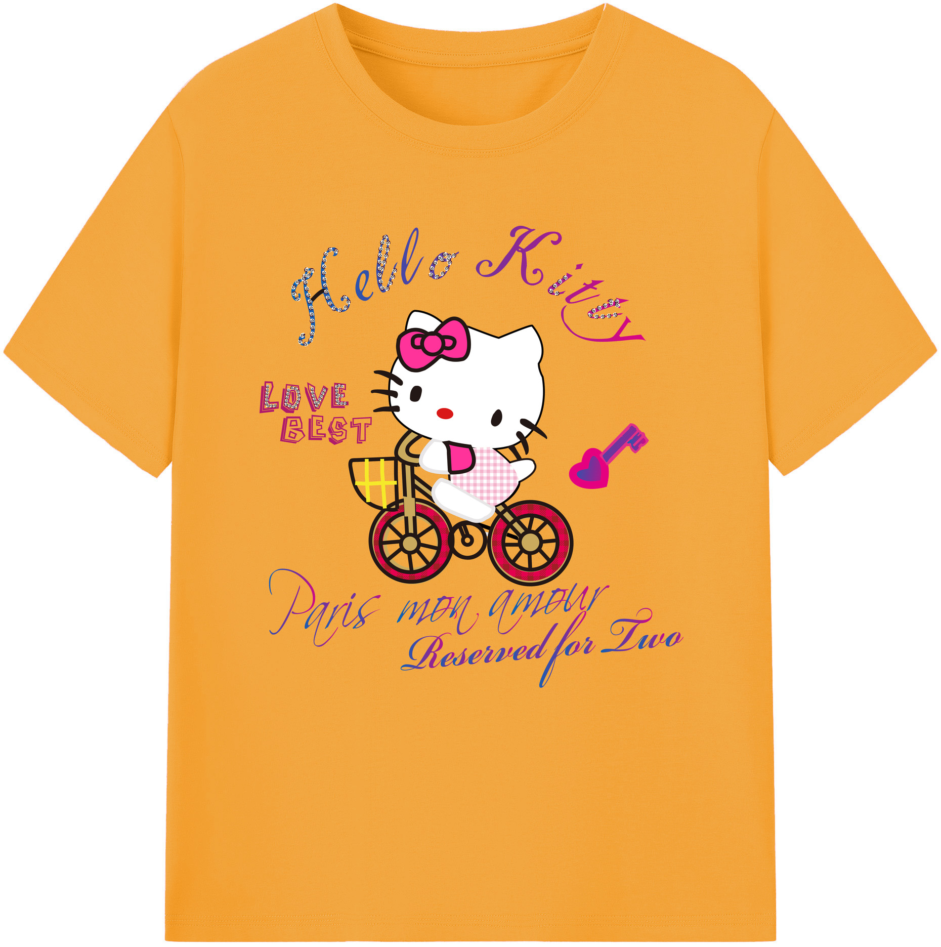 （画像用） Hello Kitty ハローキティ レディースカジュアルプリントTシャツ（綿100％）