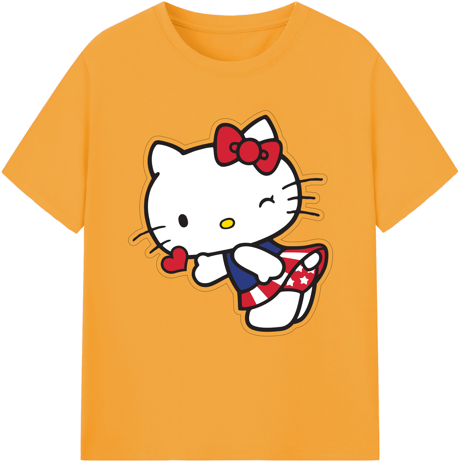 （画像用） Hello Kitty ハローキティ レディースカジュアルプリントTシャツ（綿100％）
