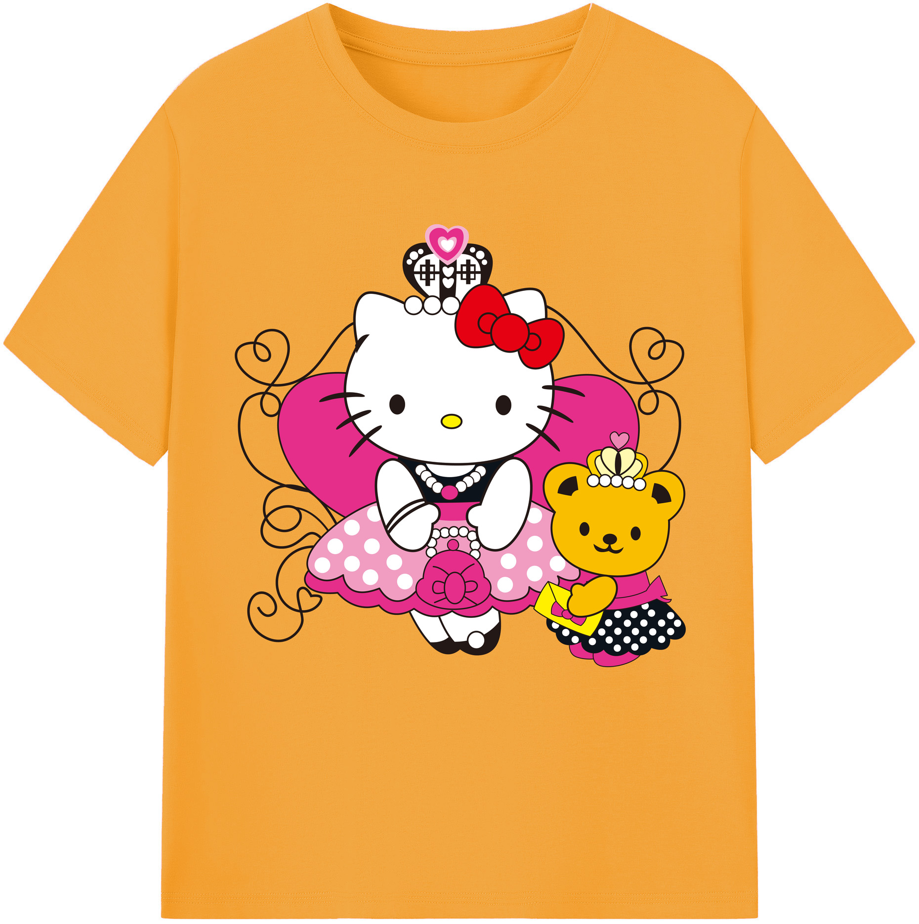 （画像用） Hello Kitty ハローキティ レディースカジュアルプリントTシャツ（綿100％）