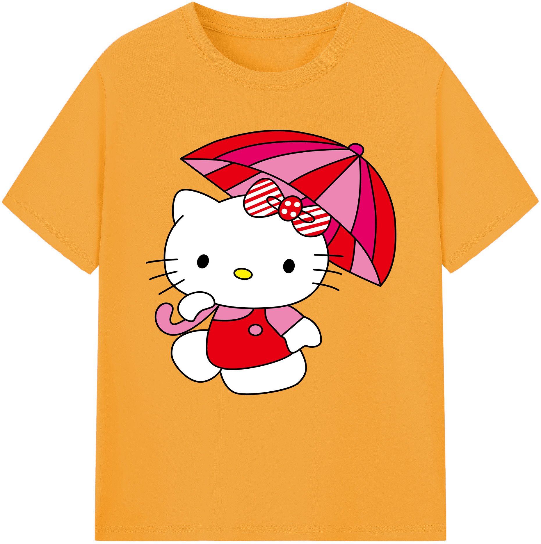 （画像用） Hello Kitty ハローキティ レディースカジュアルプリントTシャツ（綿100％）