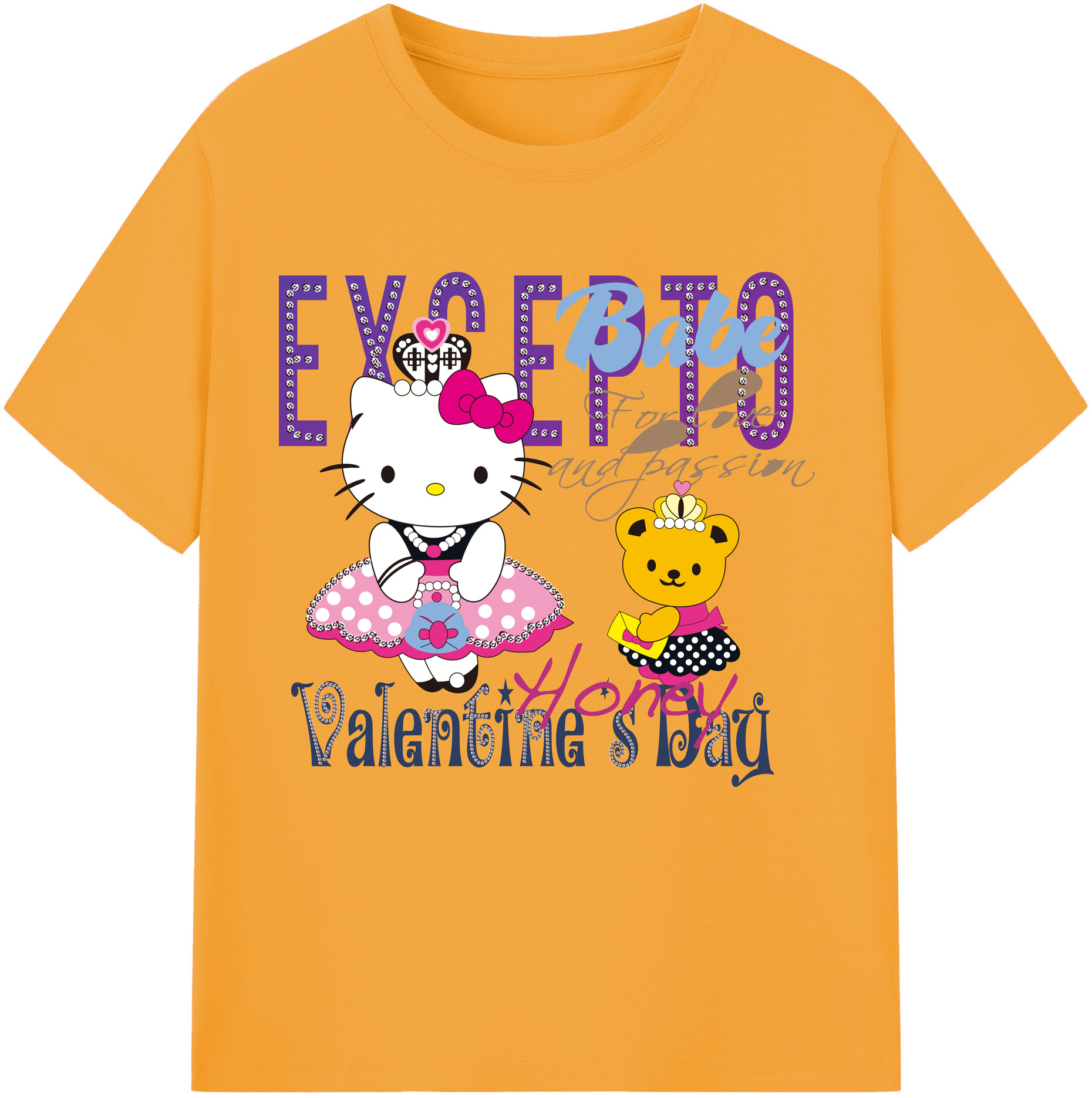 （画像用） Hello Kitty ハローキティ レディースカジュアルプリントTシャツ（綿100％）